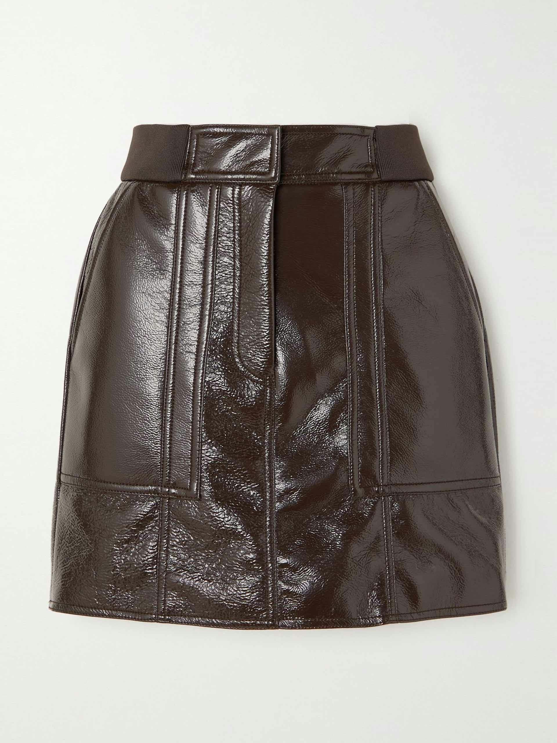 Patent-leather mini skirt