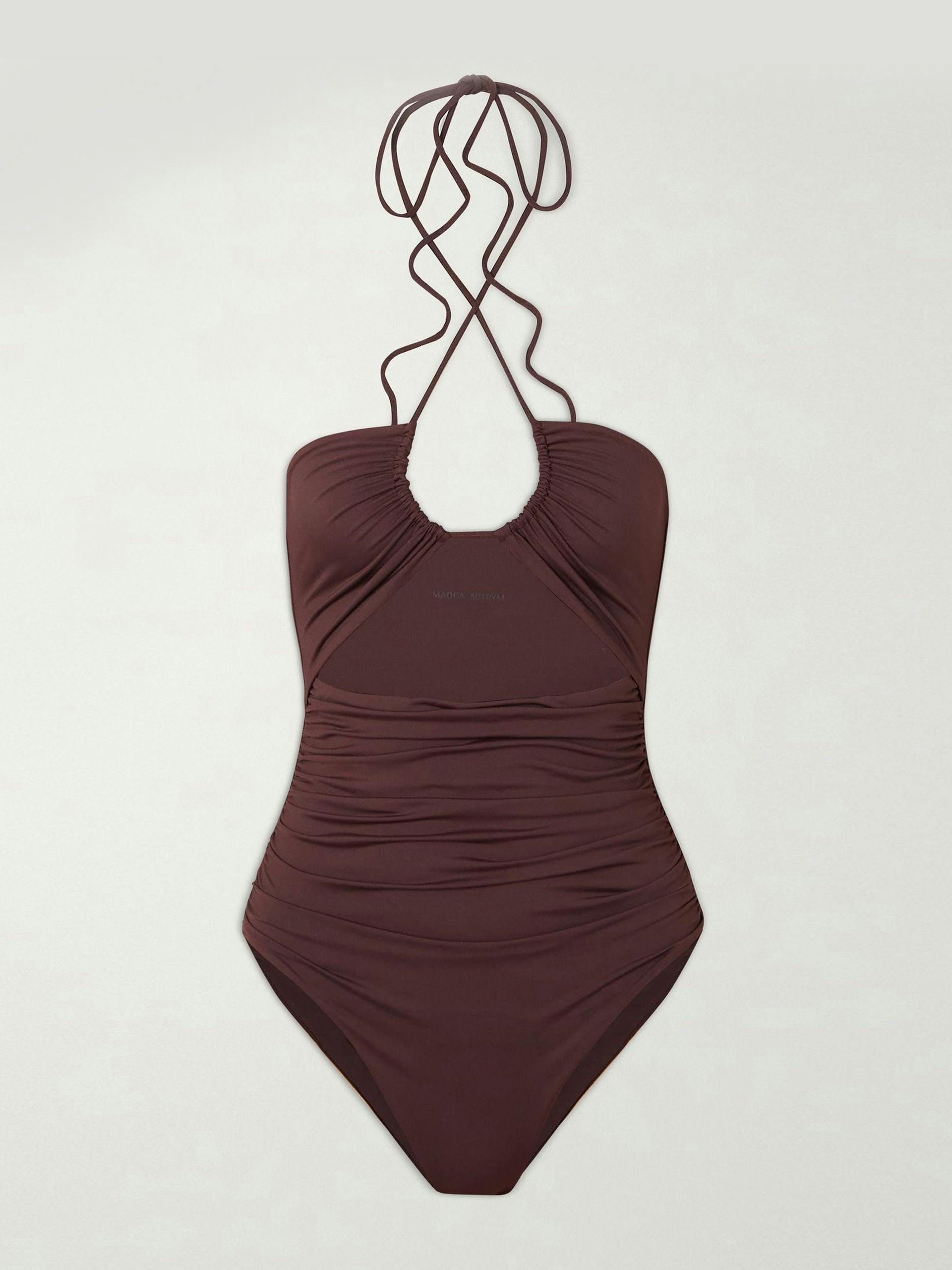 Cut-out burgundy swimsuit