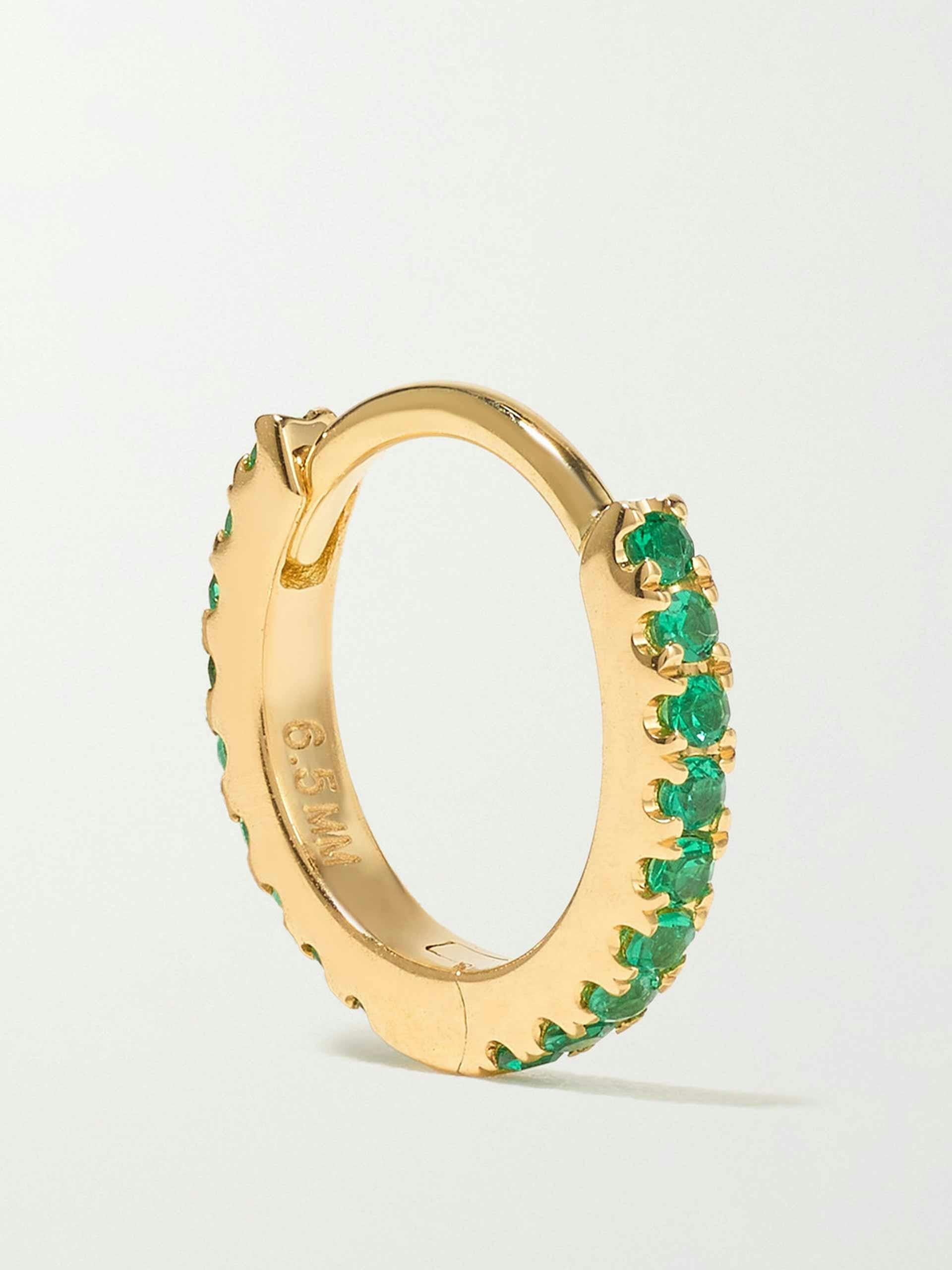 Emerald hoop single earring