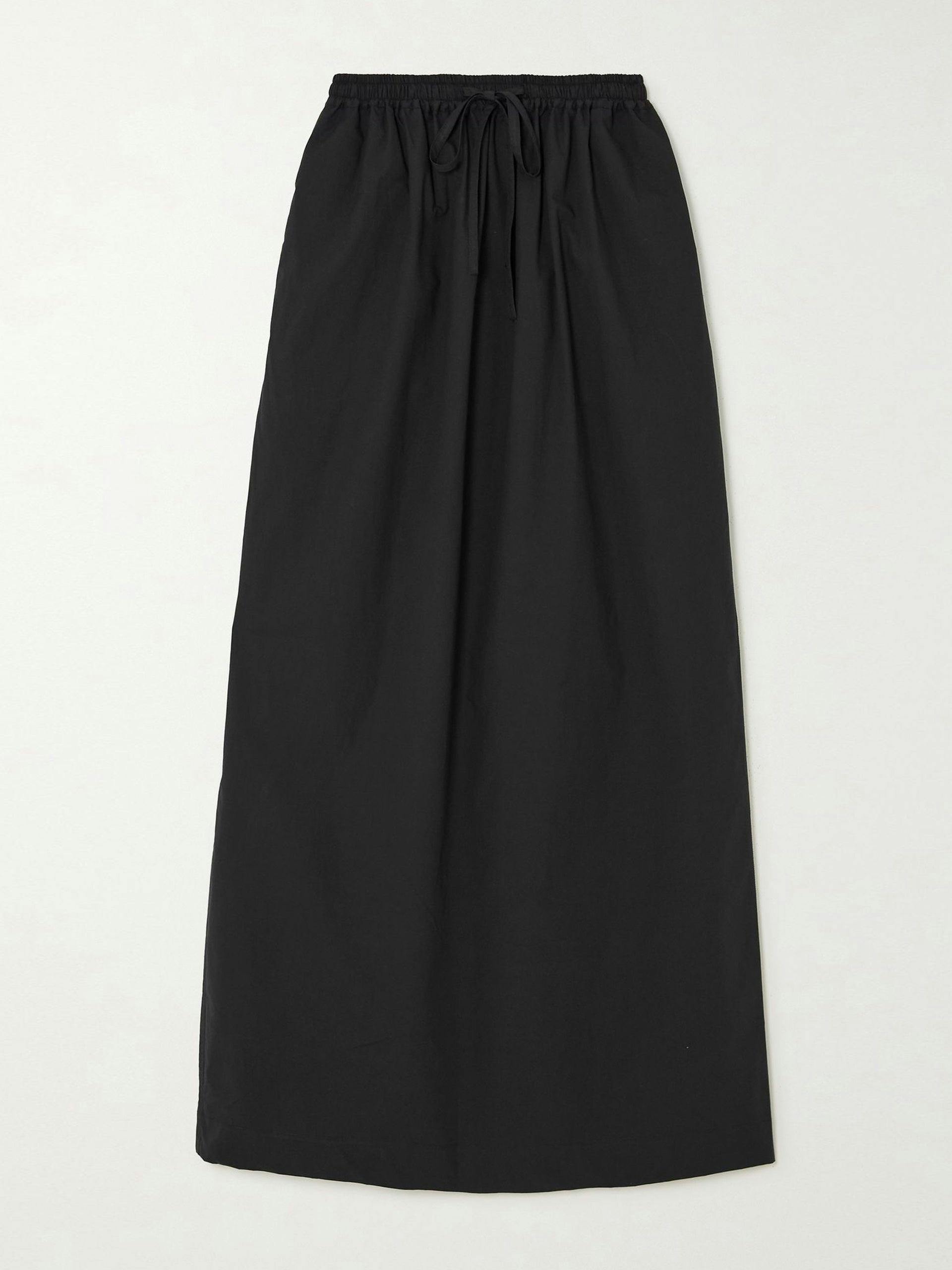 Black cotton-poplin maxi skirt