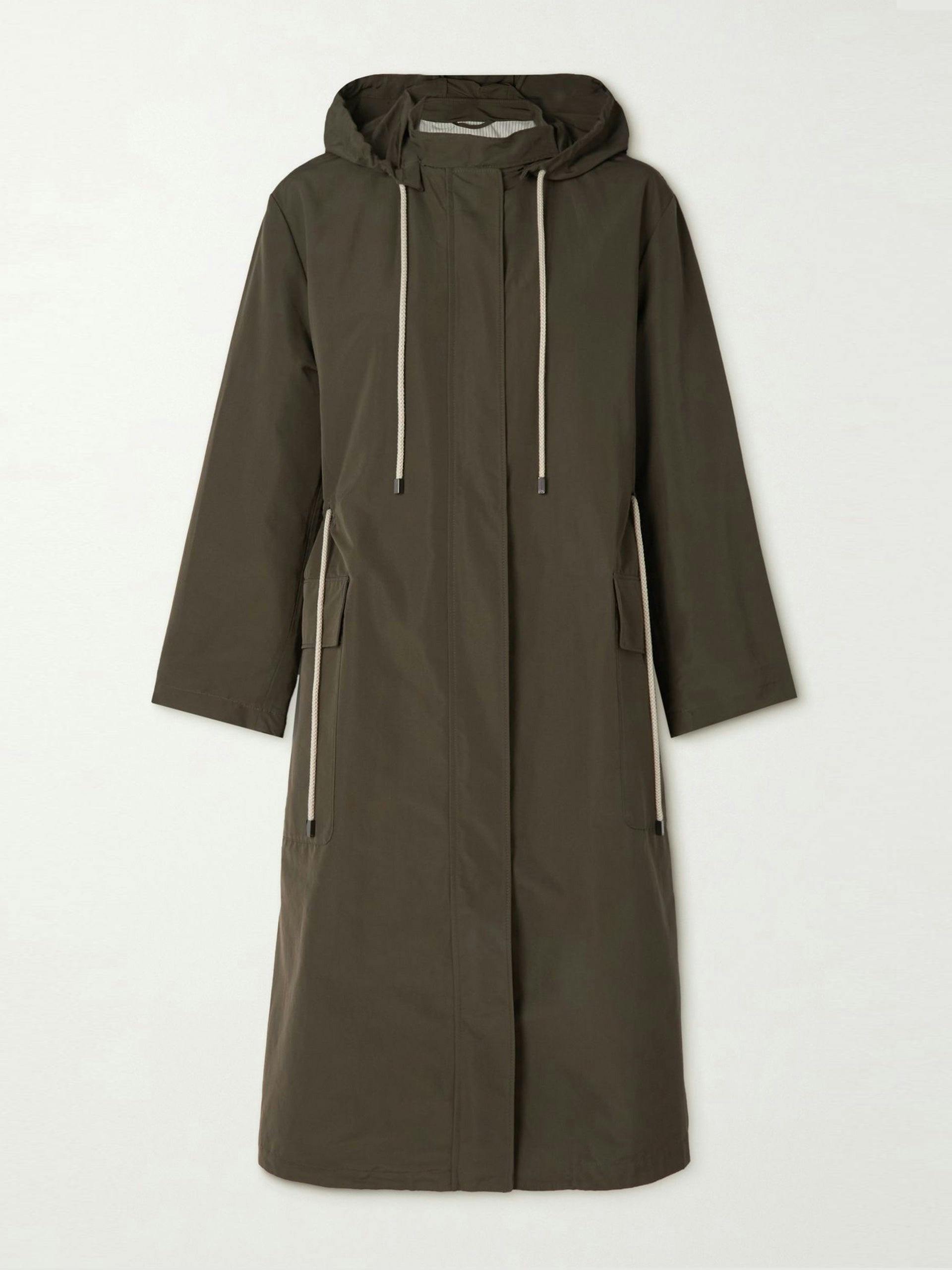 Army green hooded coat