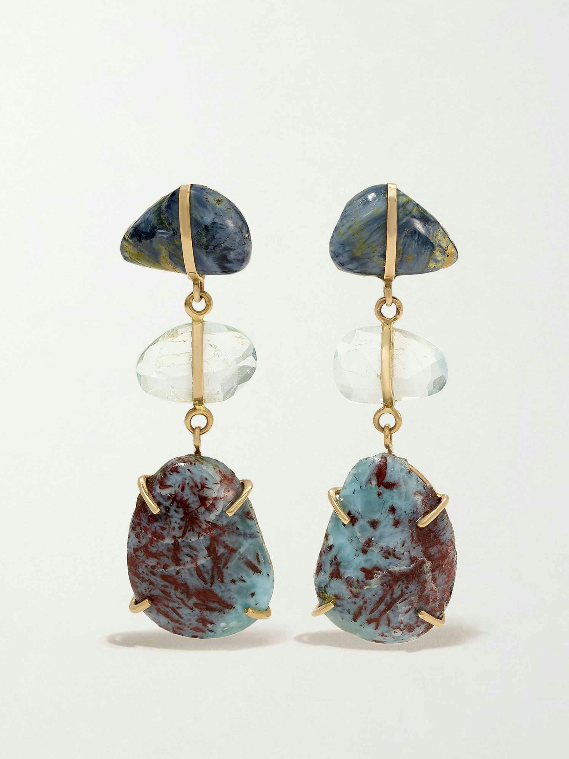 Multi-stone gold earrings