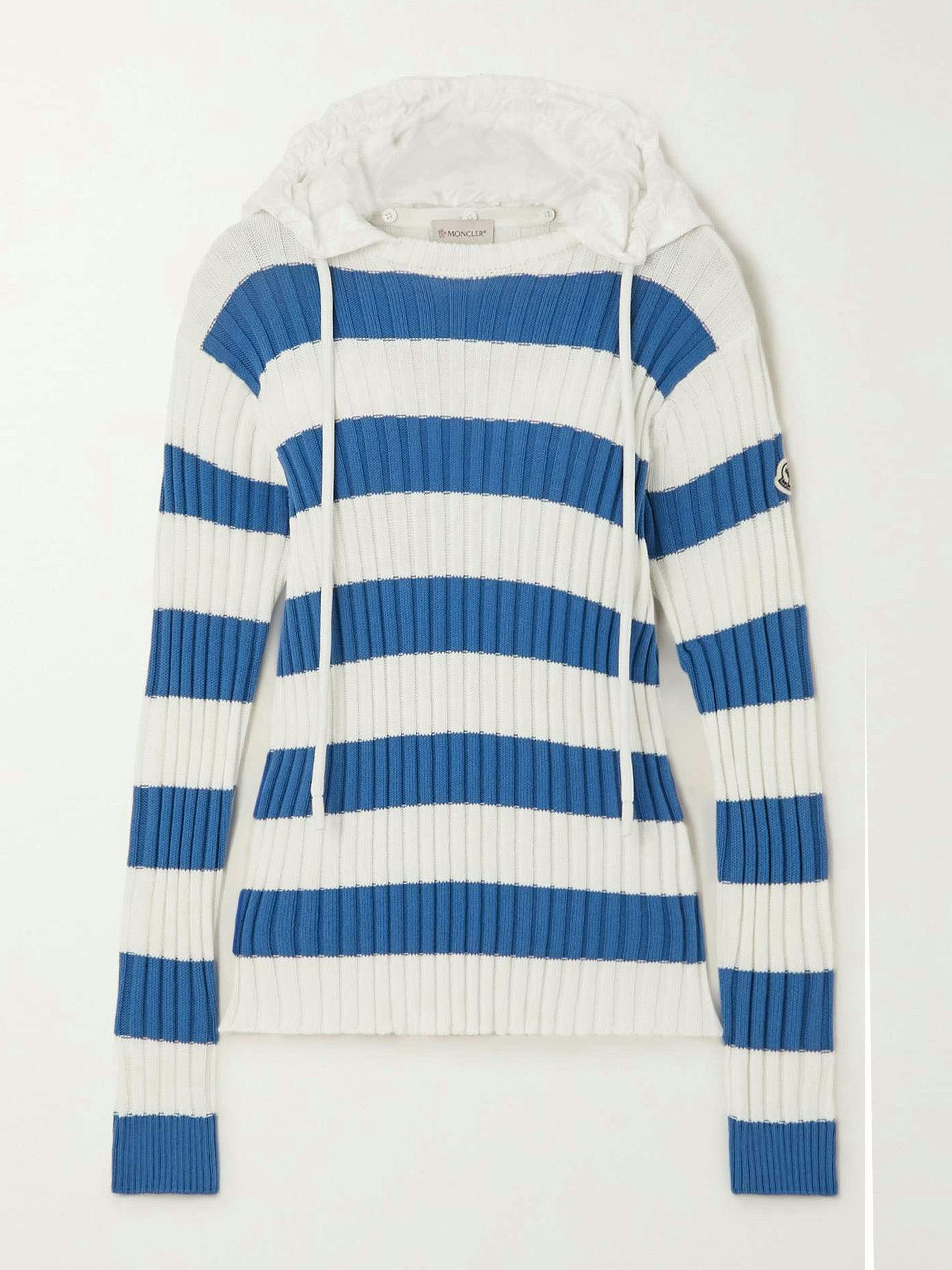 Shell-trimmed striped hoodie