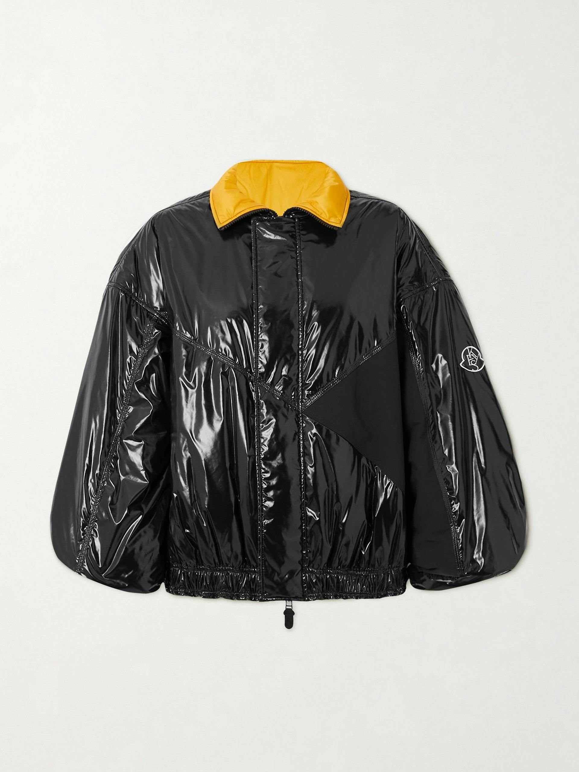 Panelled gloss-shell down jacket