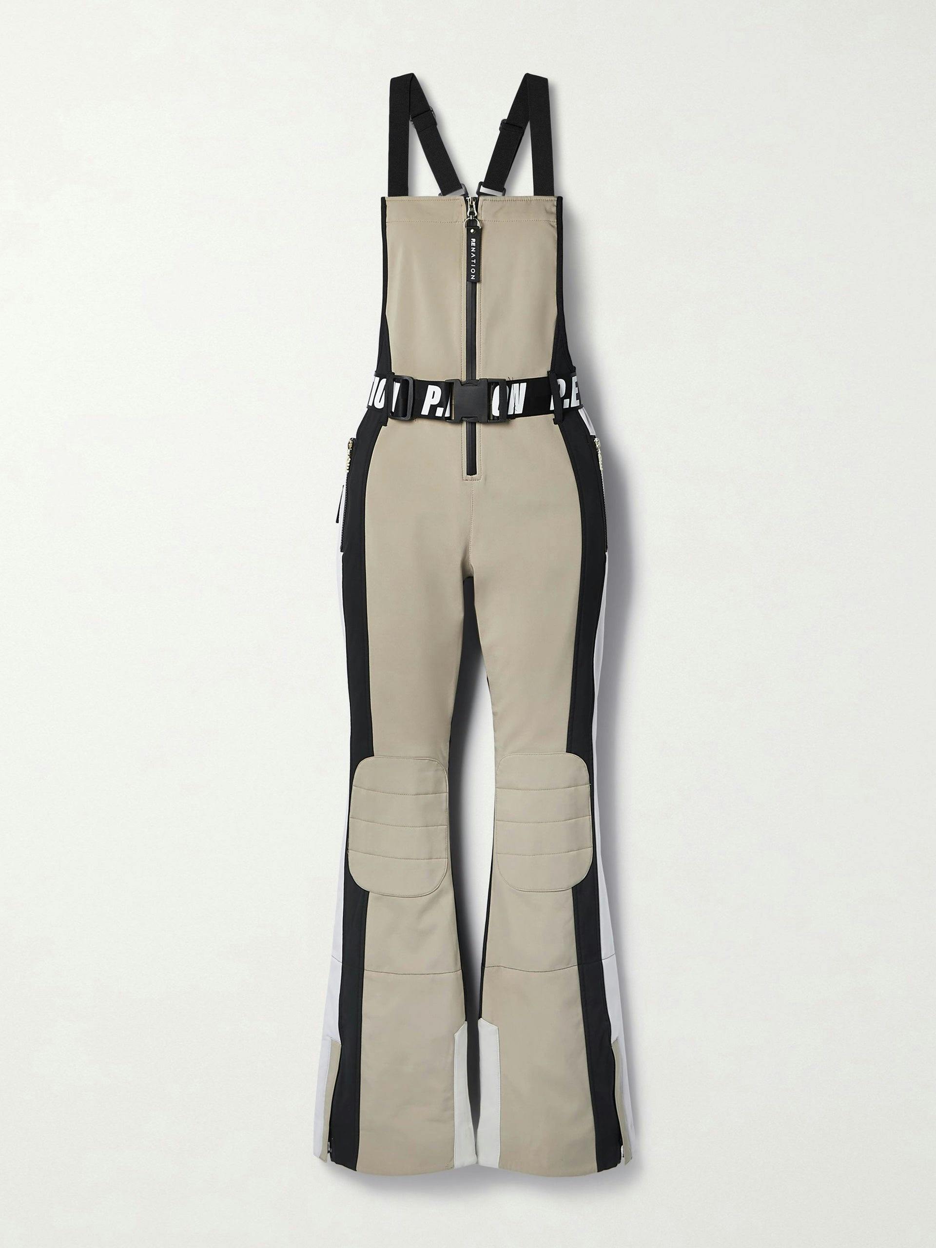 Belted recycled flared ski suit