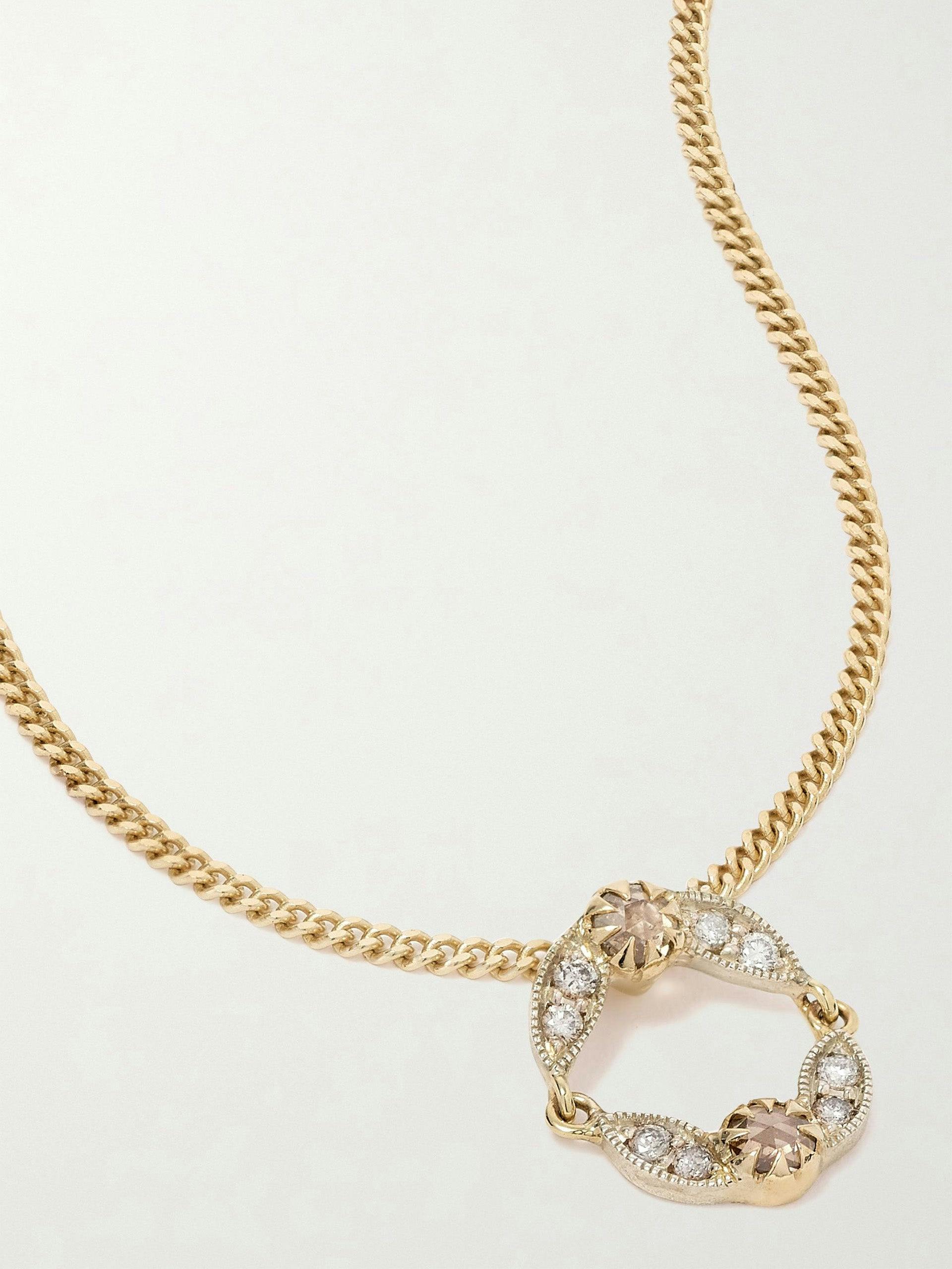 Ava 9-karat gold and sterling silver diamond necklace
