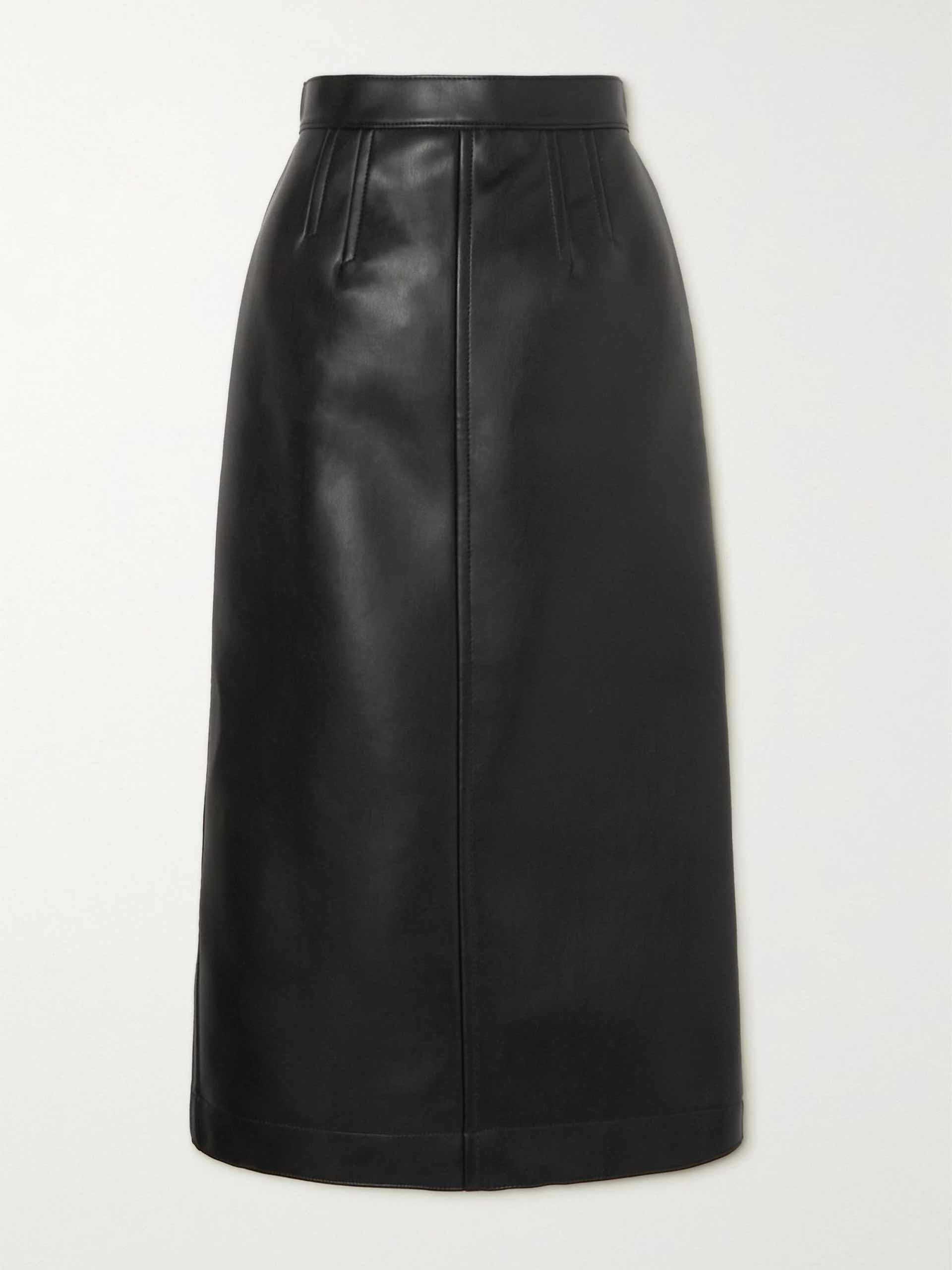 Vegan leather midi skirt