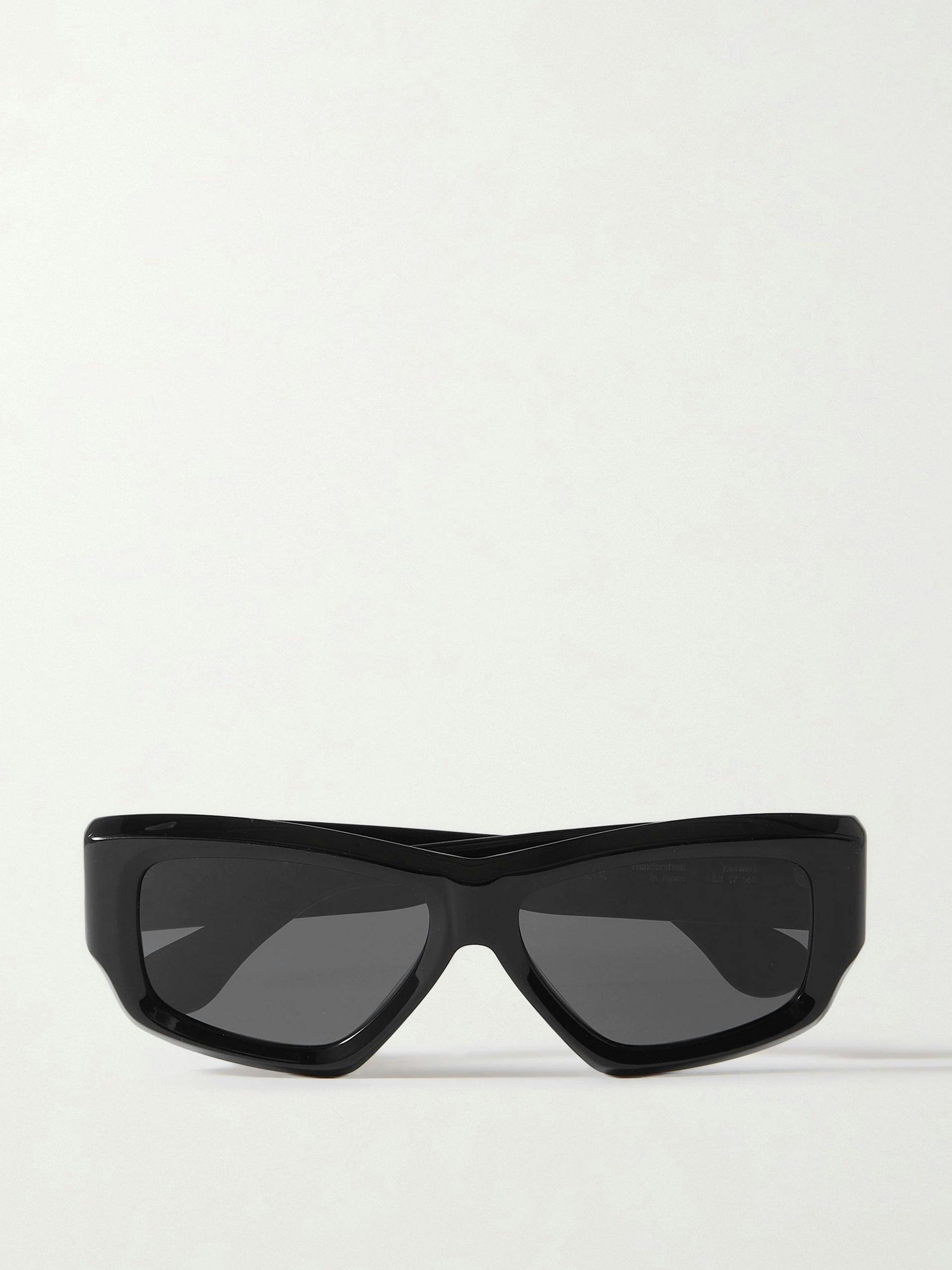 Black D-frame acetate sunglasses