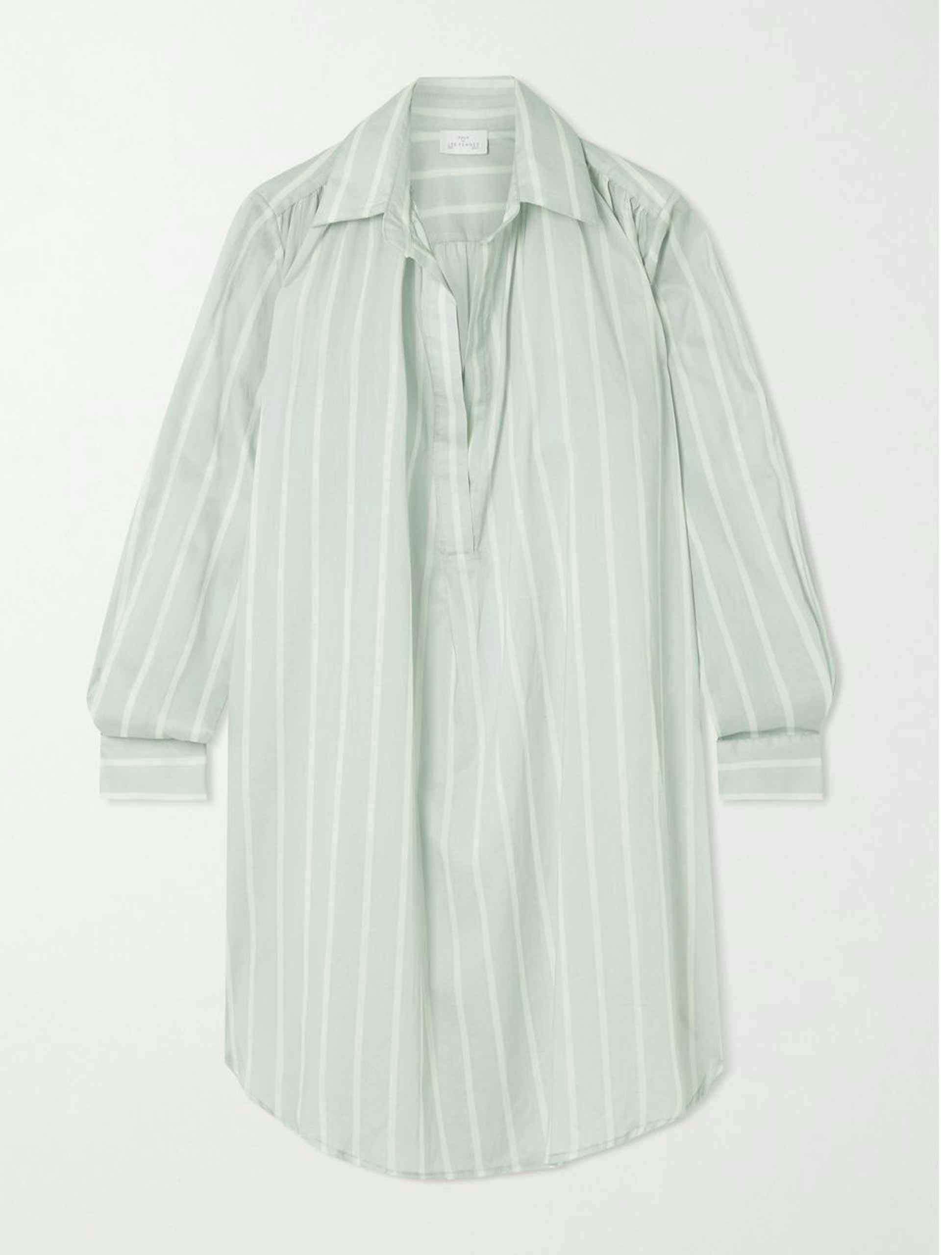 Striped cotton-voile nightdress