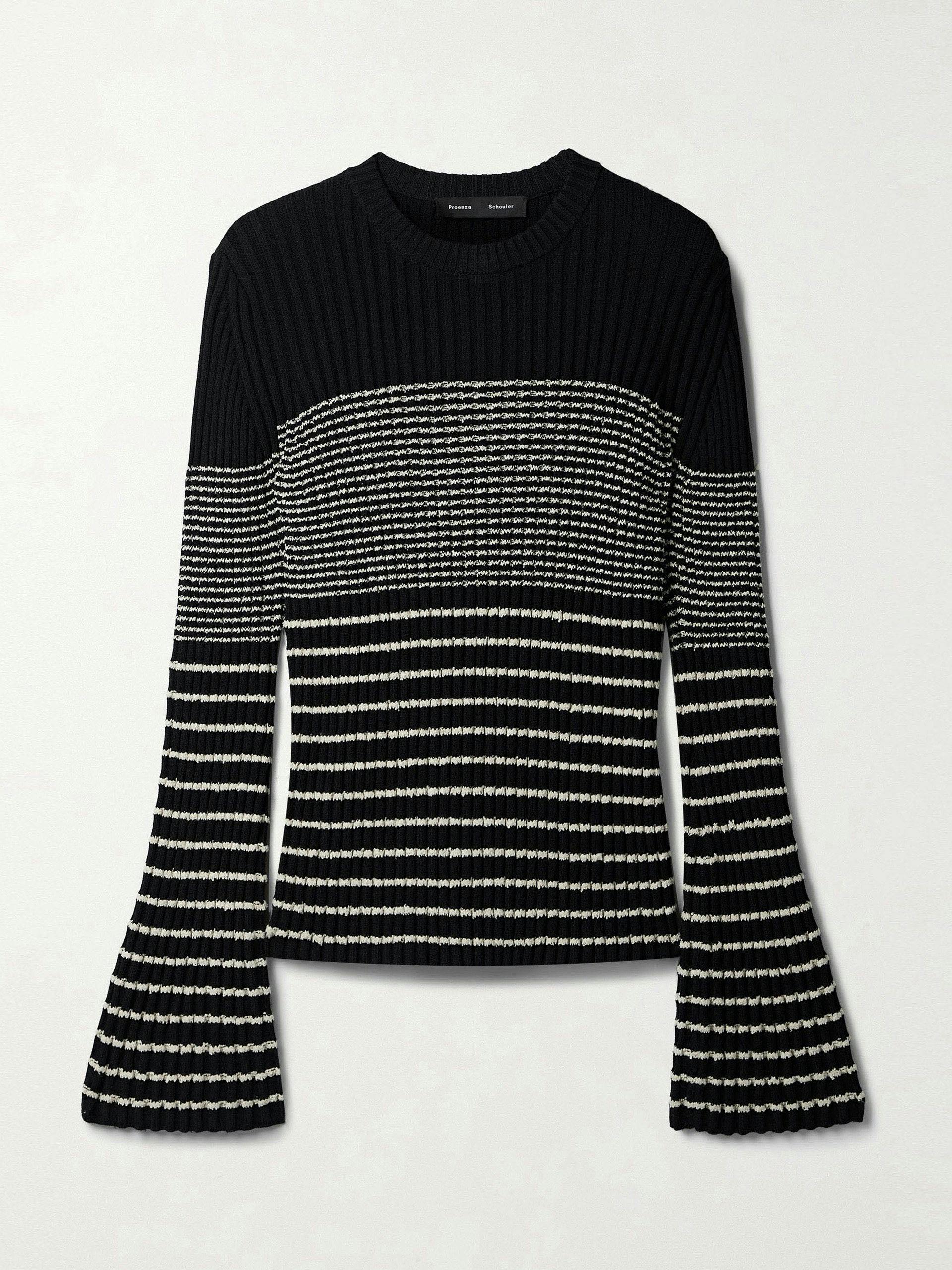 Black striped ribbed-knit sweater