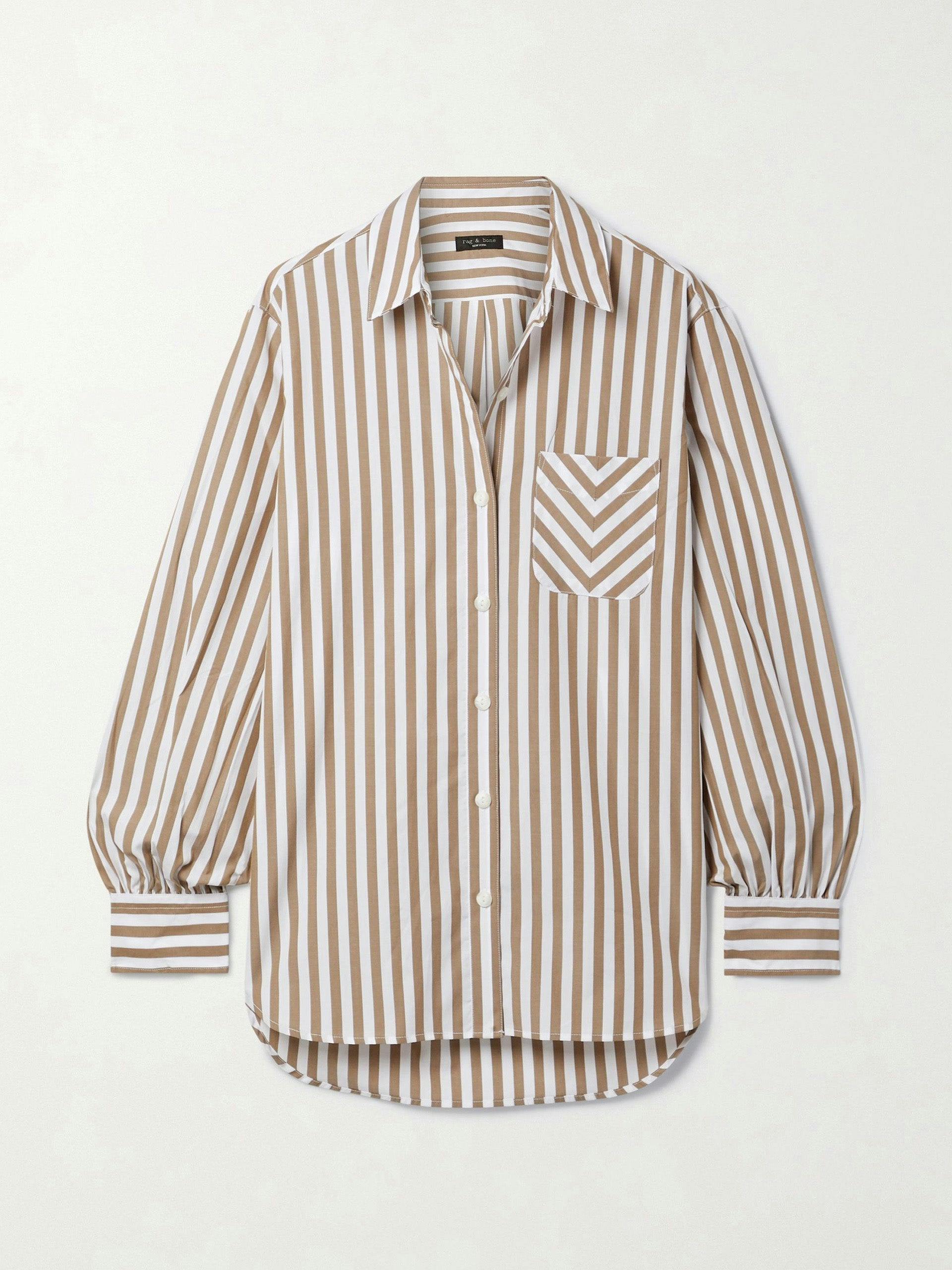 White and brown striped shirt