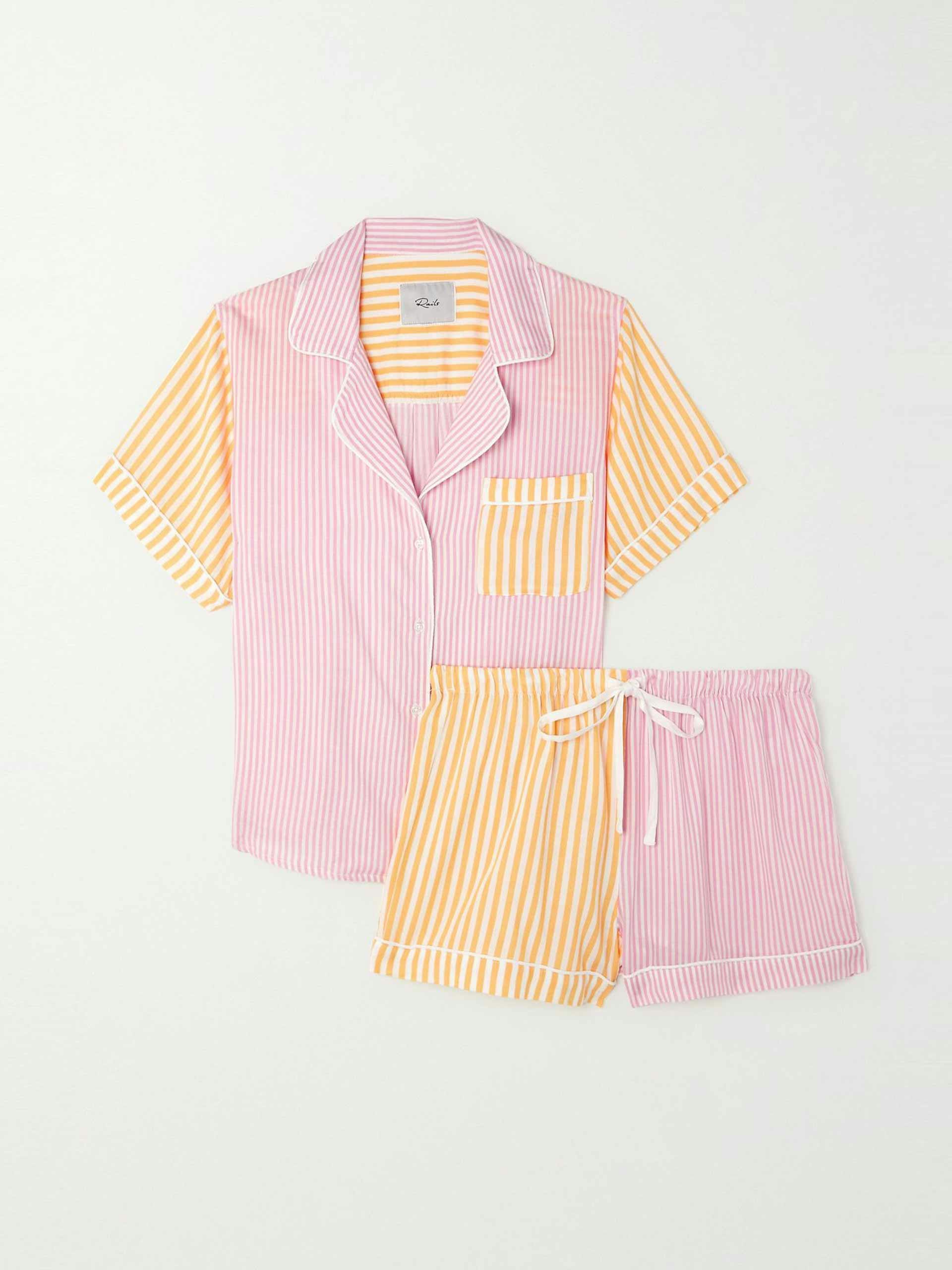 Orange and pink striped pyjama set