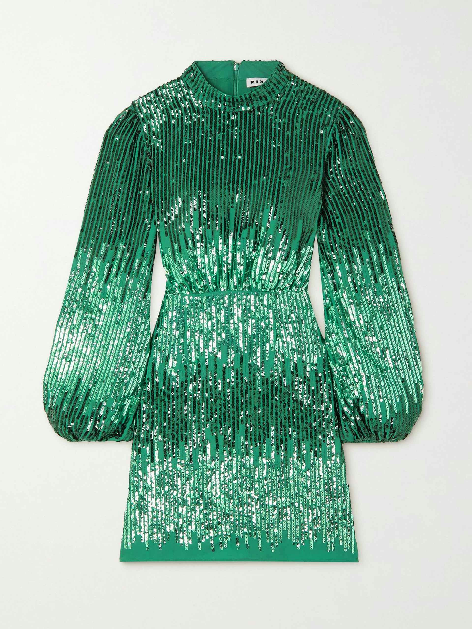 Green mini dress with sequins