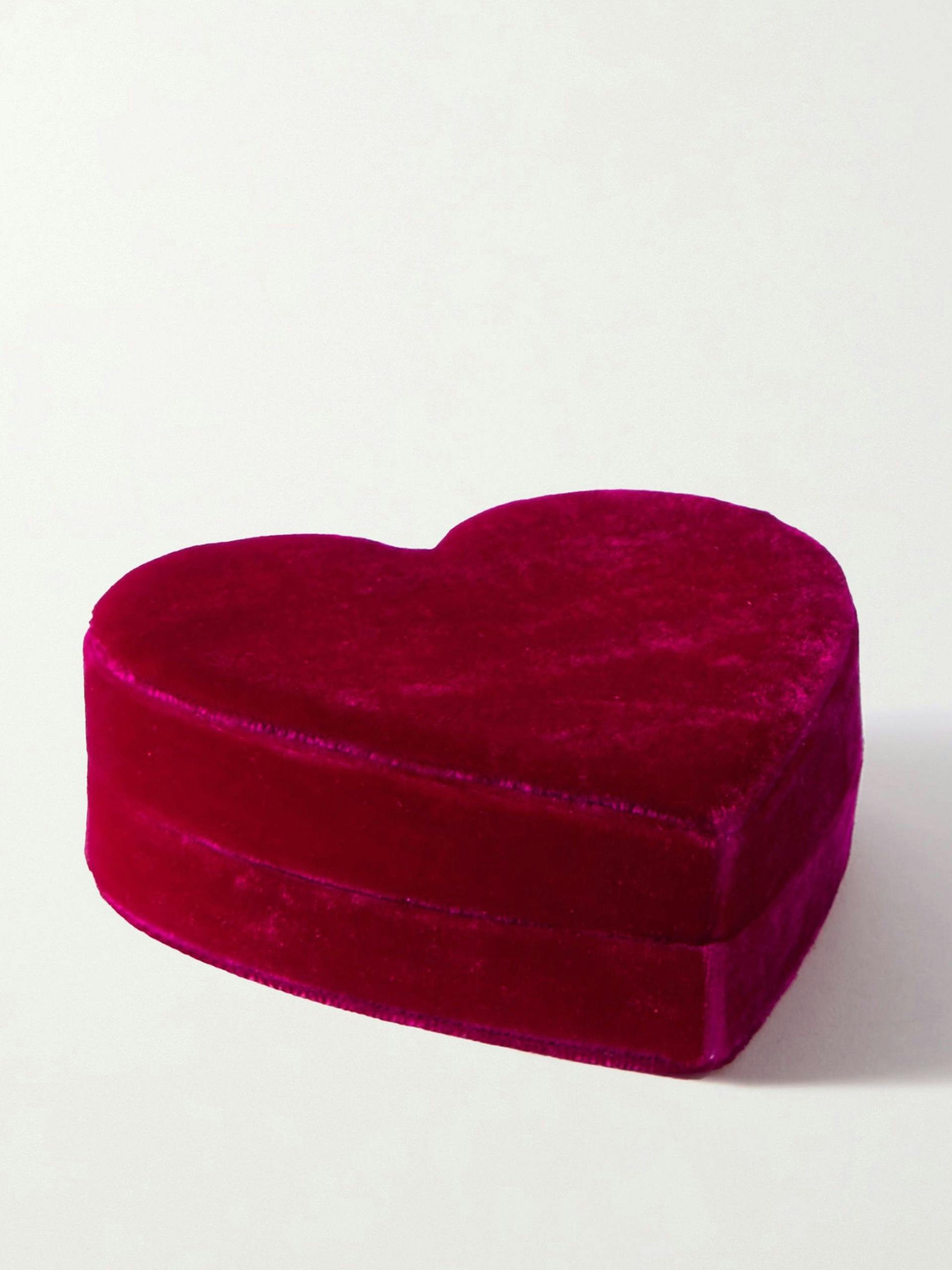 Pink velvet heart jewellery box