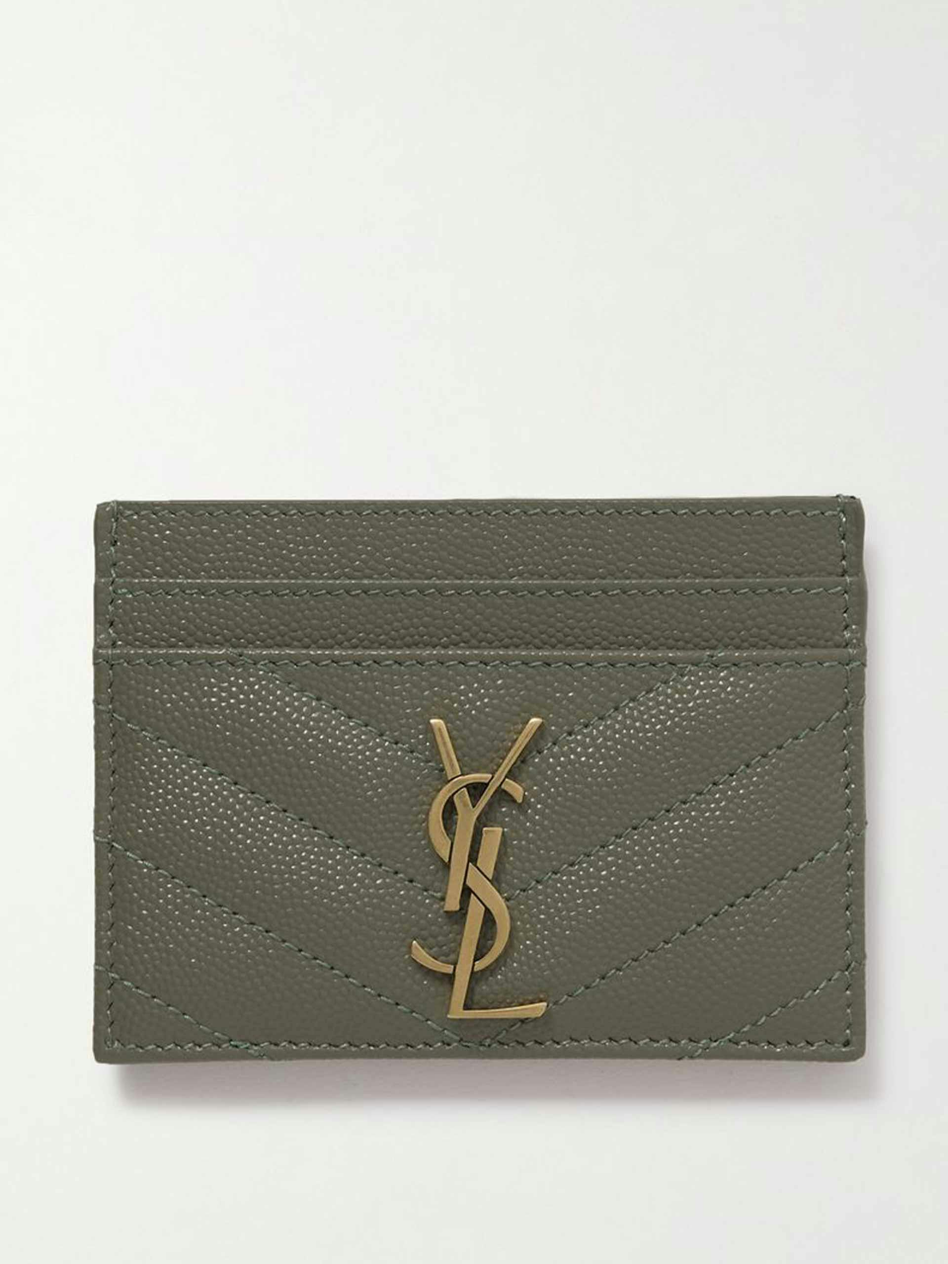 Monogramme quilted textured-leather cardholder