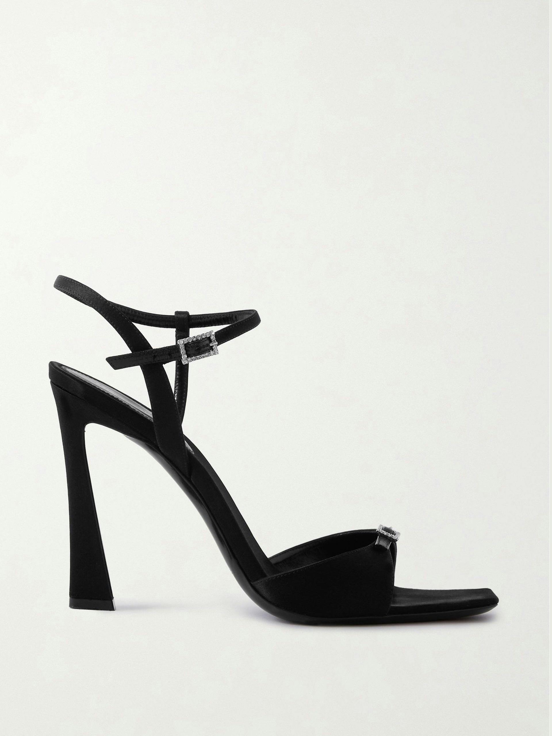 Black Venue crystal-embellished satin sandals