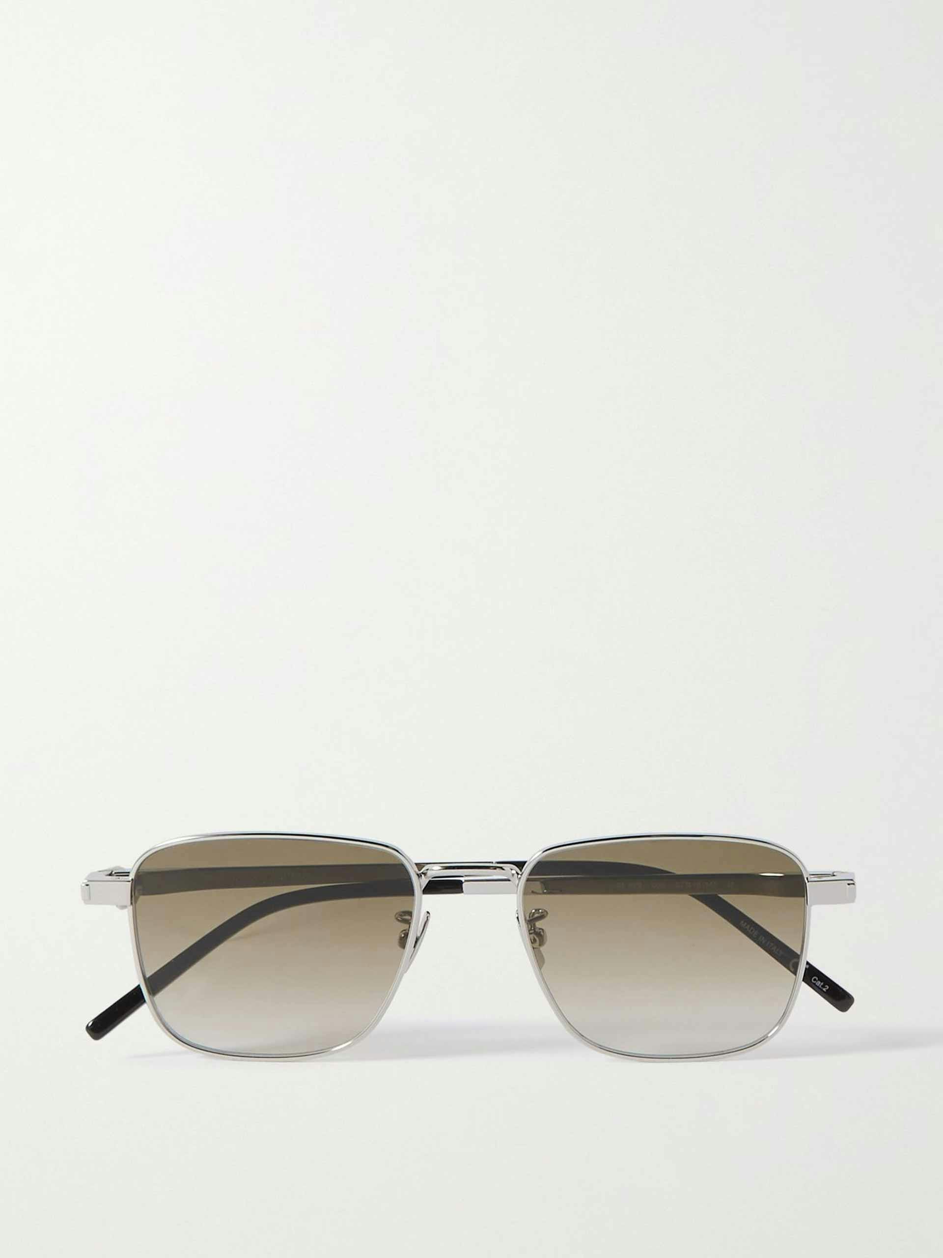 Square-frame silver-tone sunglasses