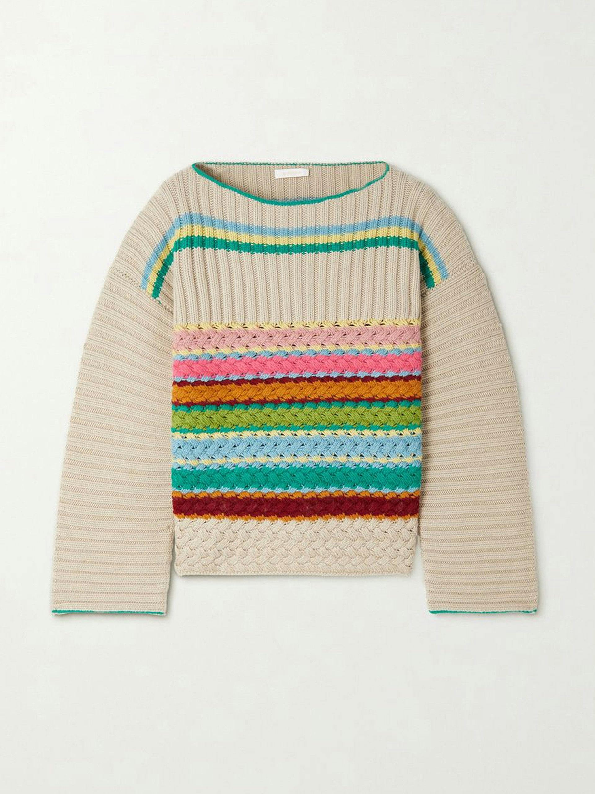 Cream multi-coloured crochet jumper