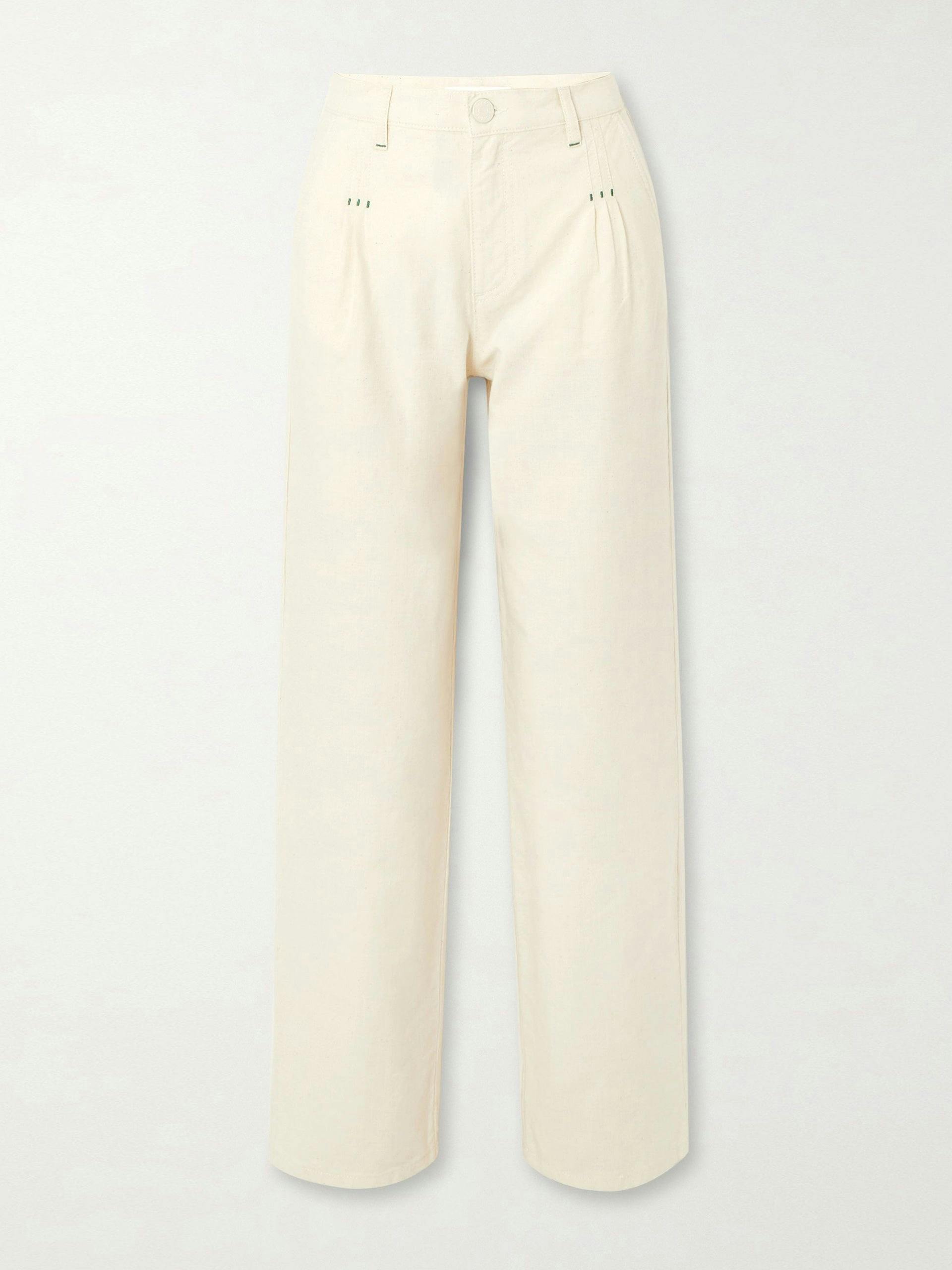 Embroidered high-rise tapered jeans