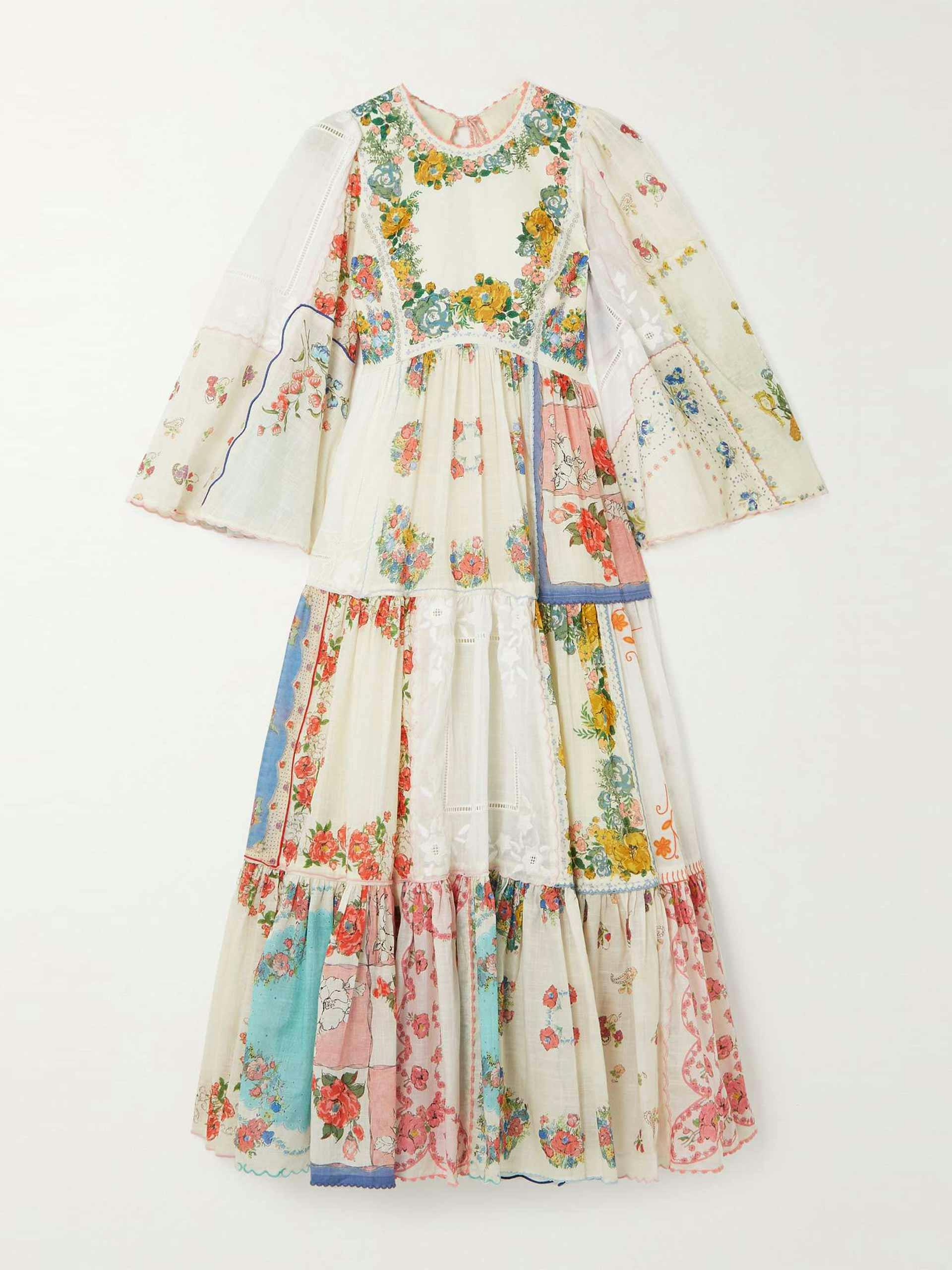 Floral patchwork midi dress