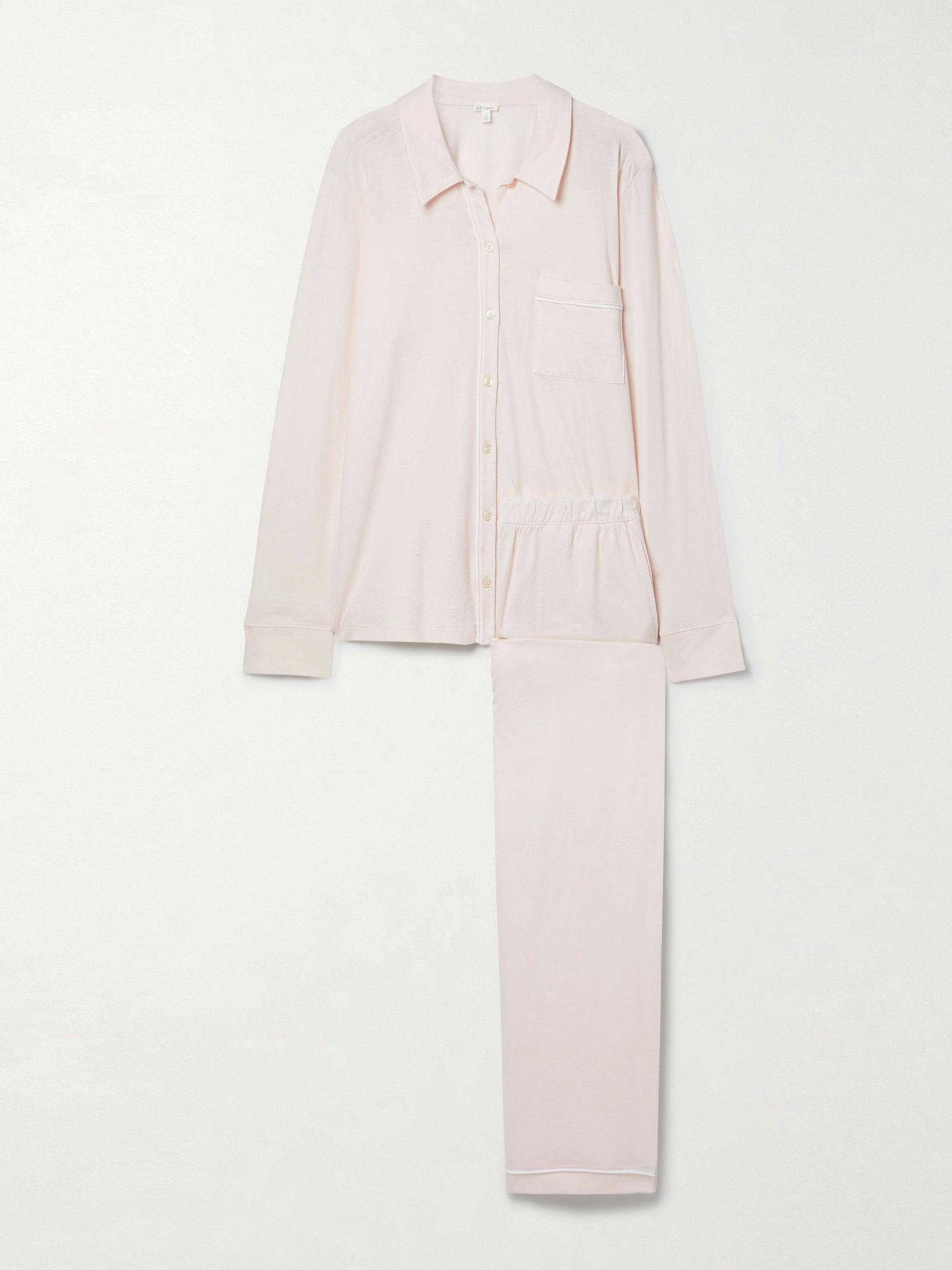 Pink organic cotton-jersey pyjama set