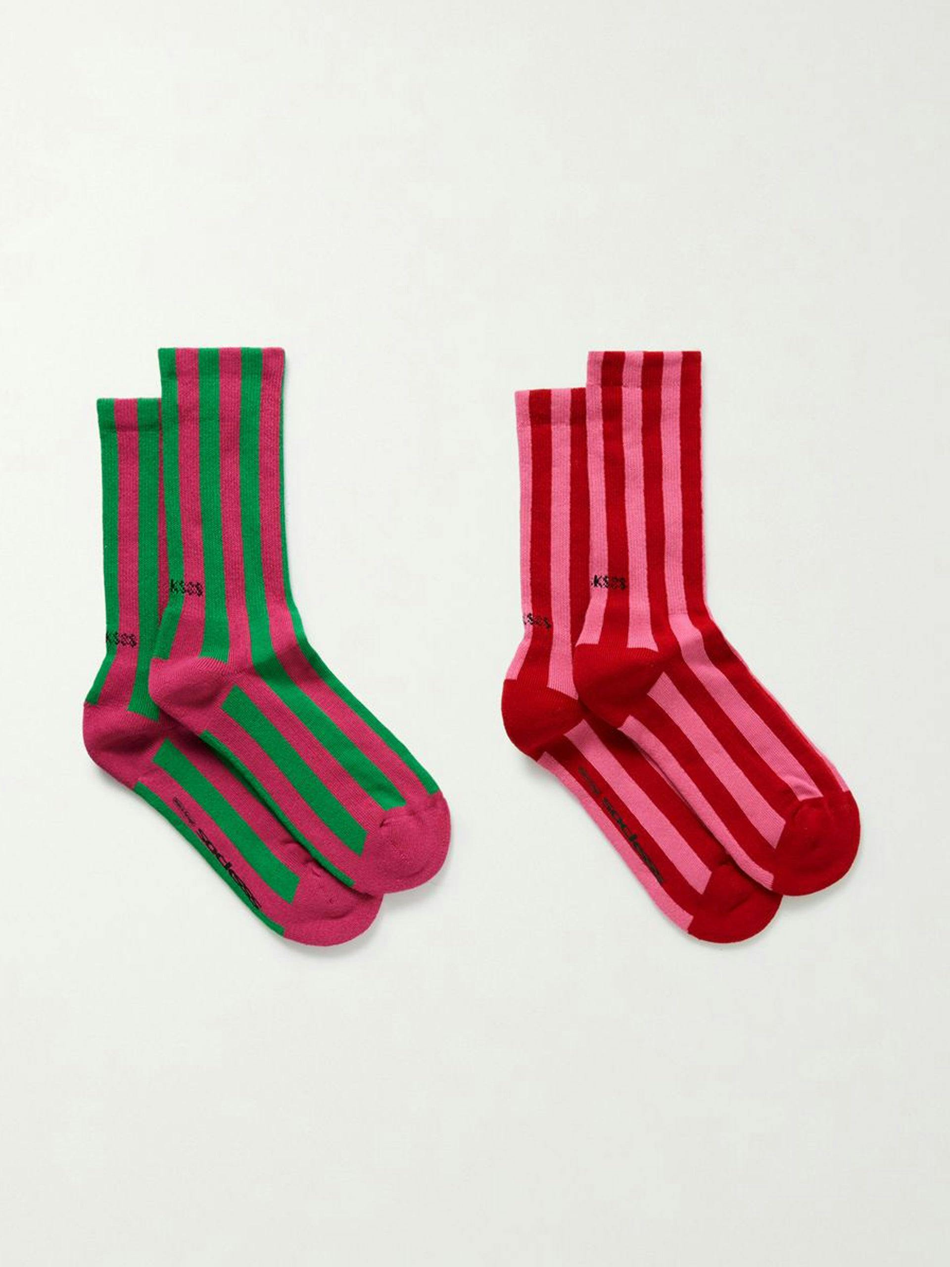 Intarsia stretch organic cotton-blend socks (set of 2)