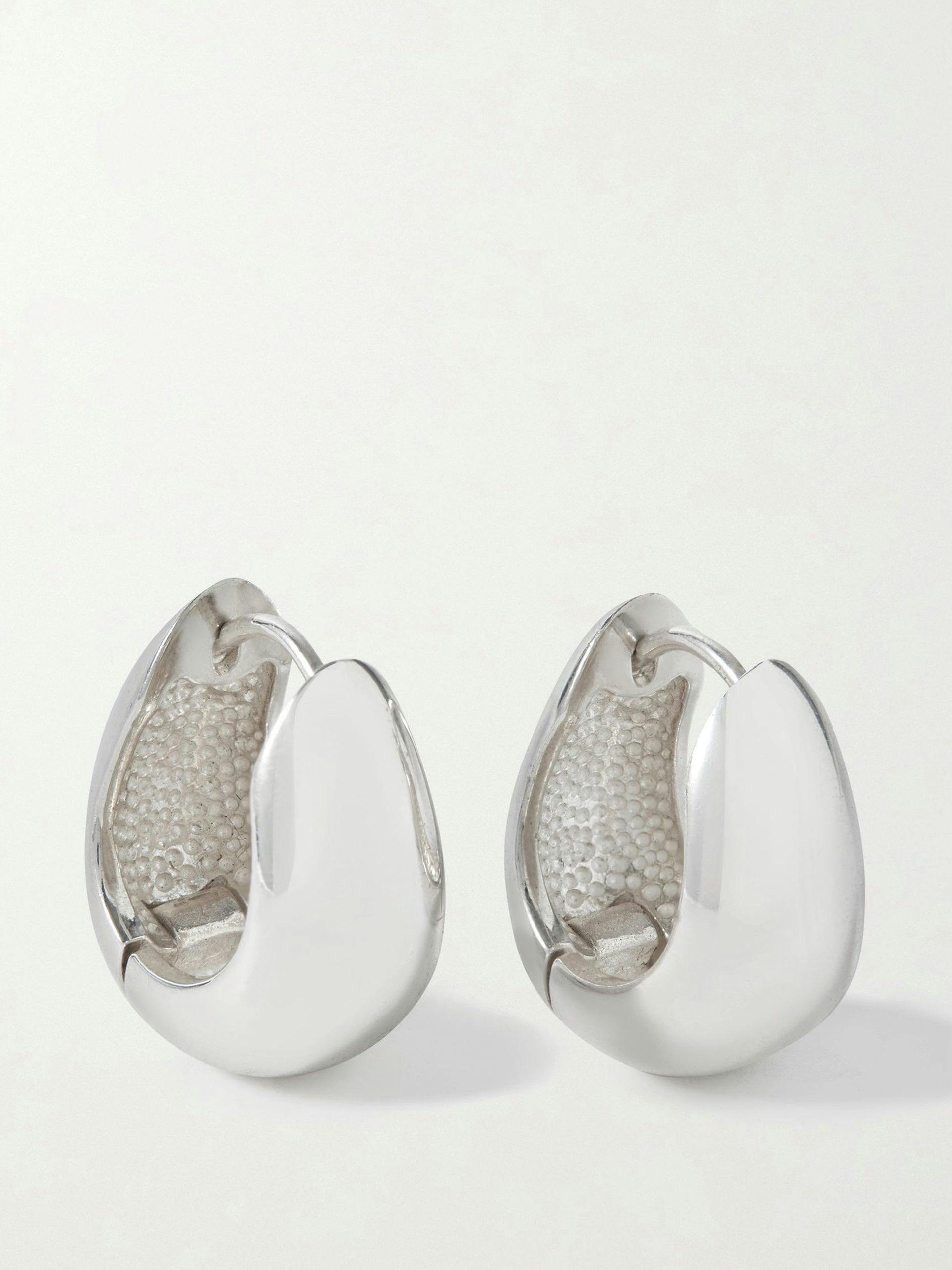 Silver chunky hoop earrings