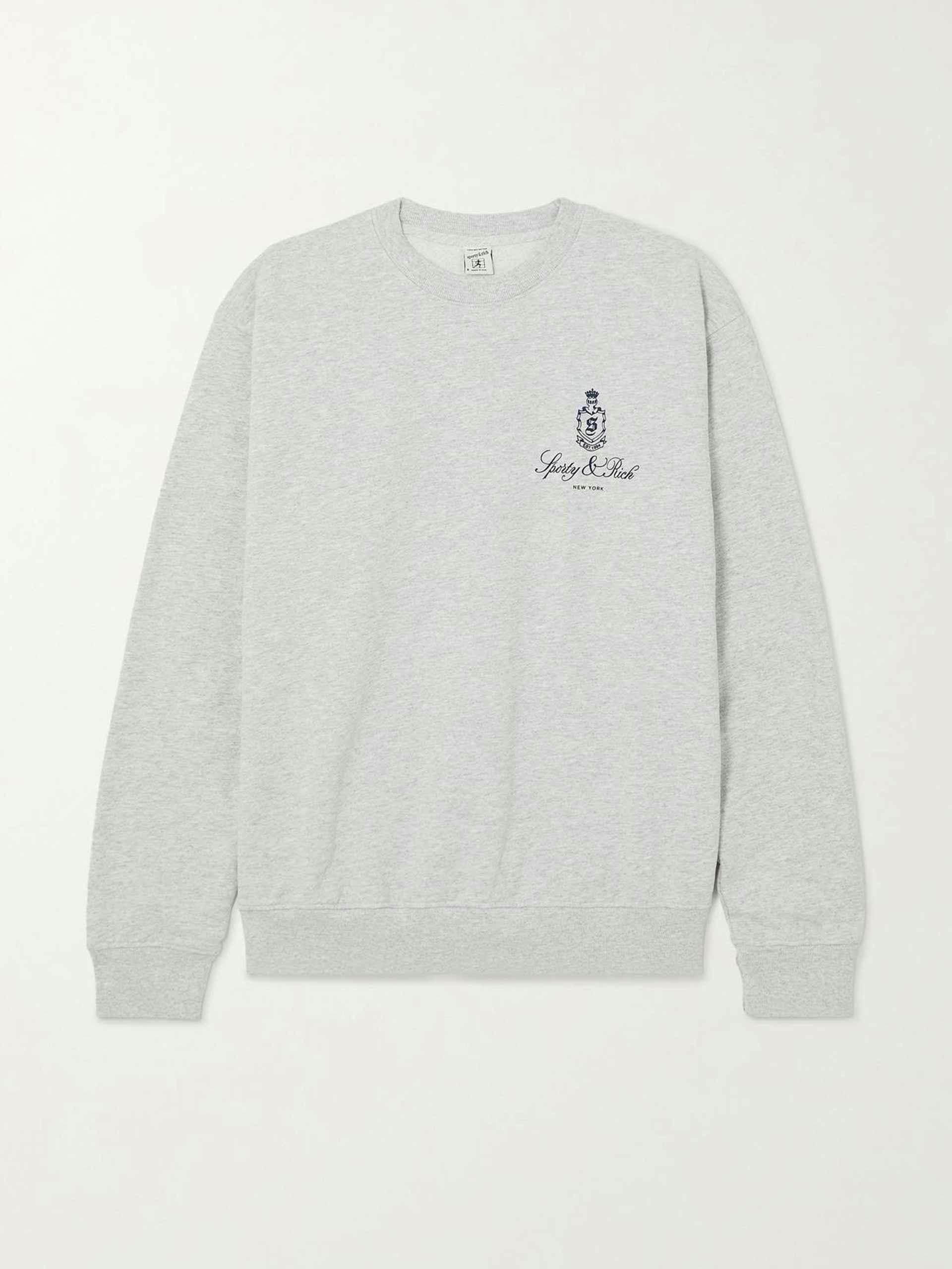 Printed cotton-blend jersey sweatshirt