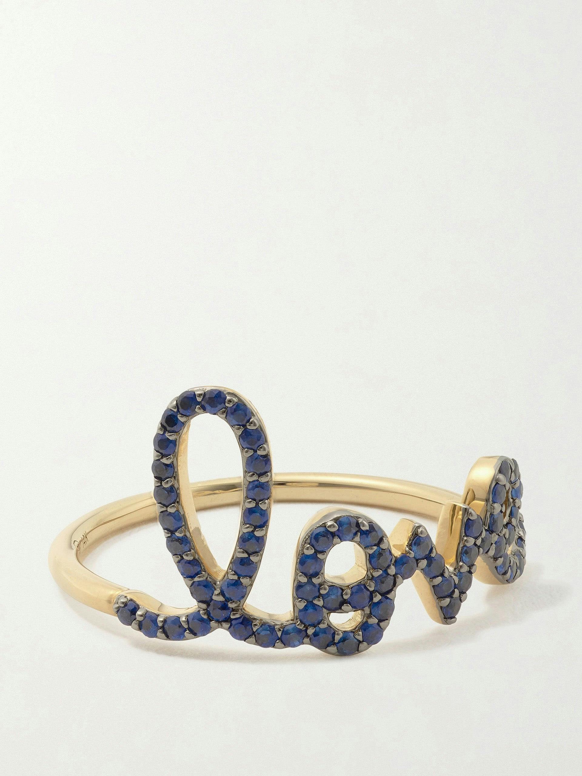 Large Love 14-karat gold sapphire ring