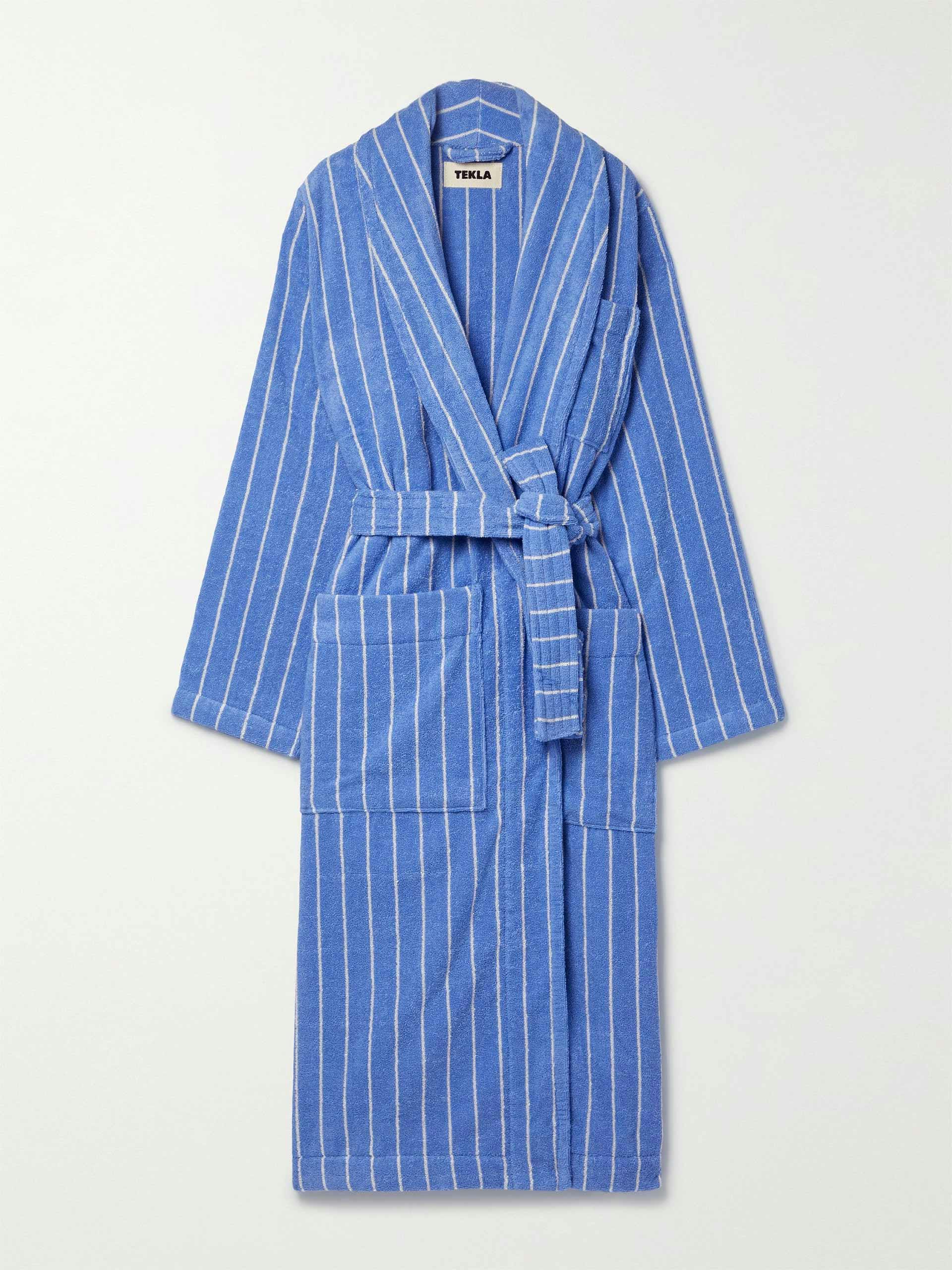 Striped organic cotton-terry robe