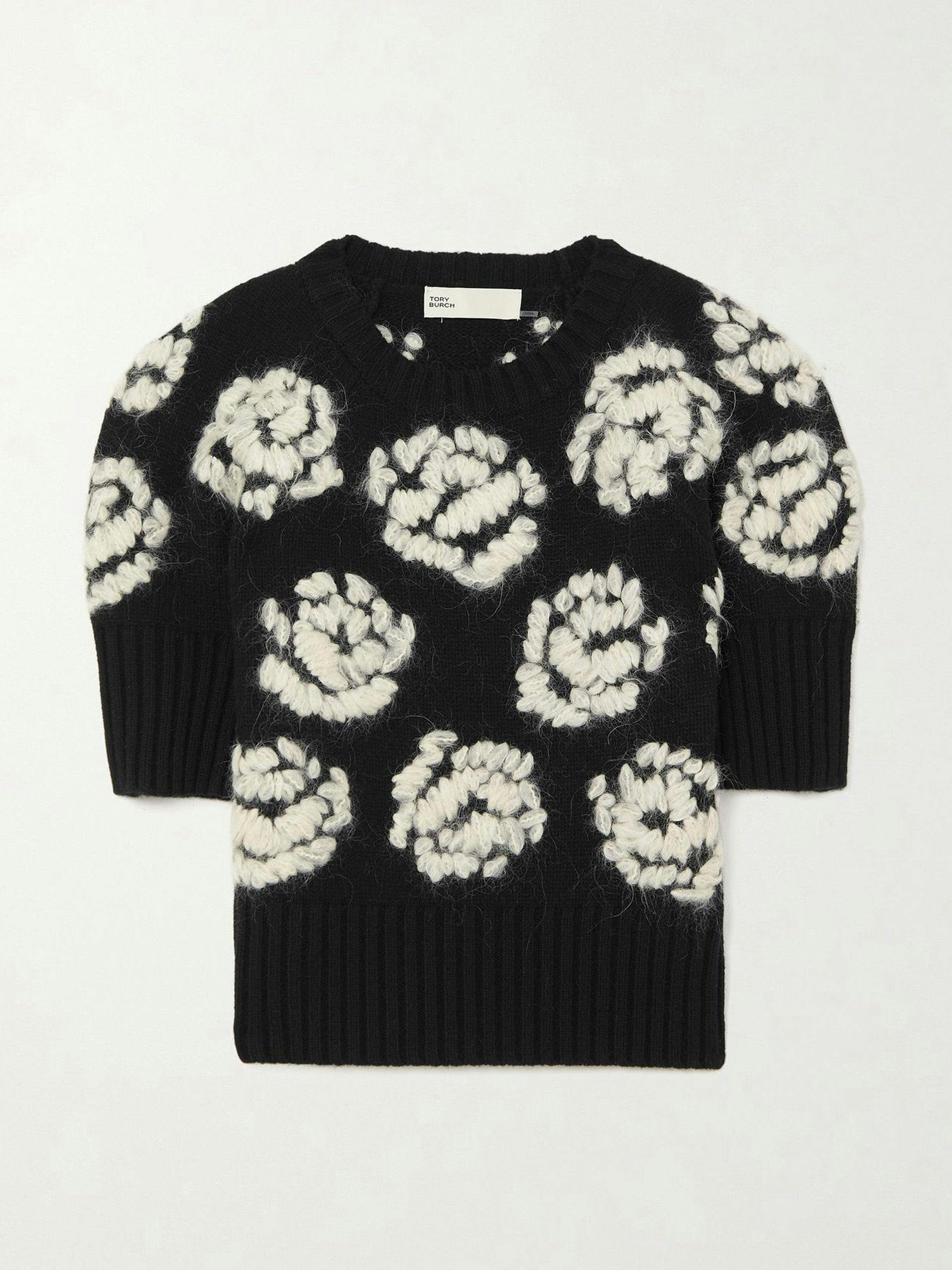 Embroidered wool-blend sweater