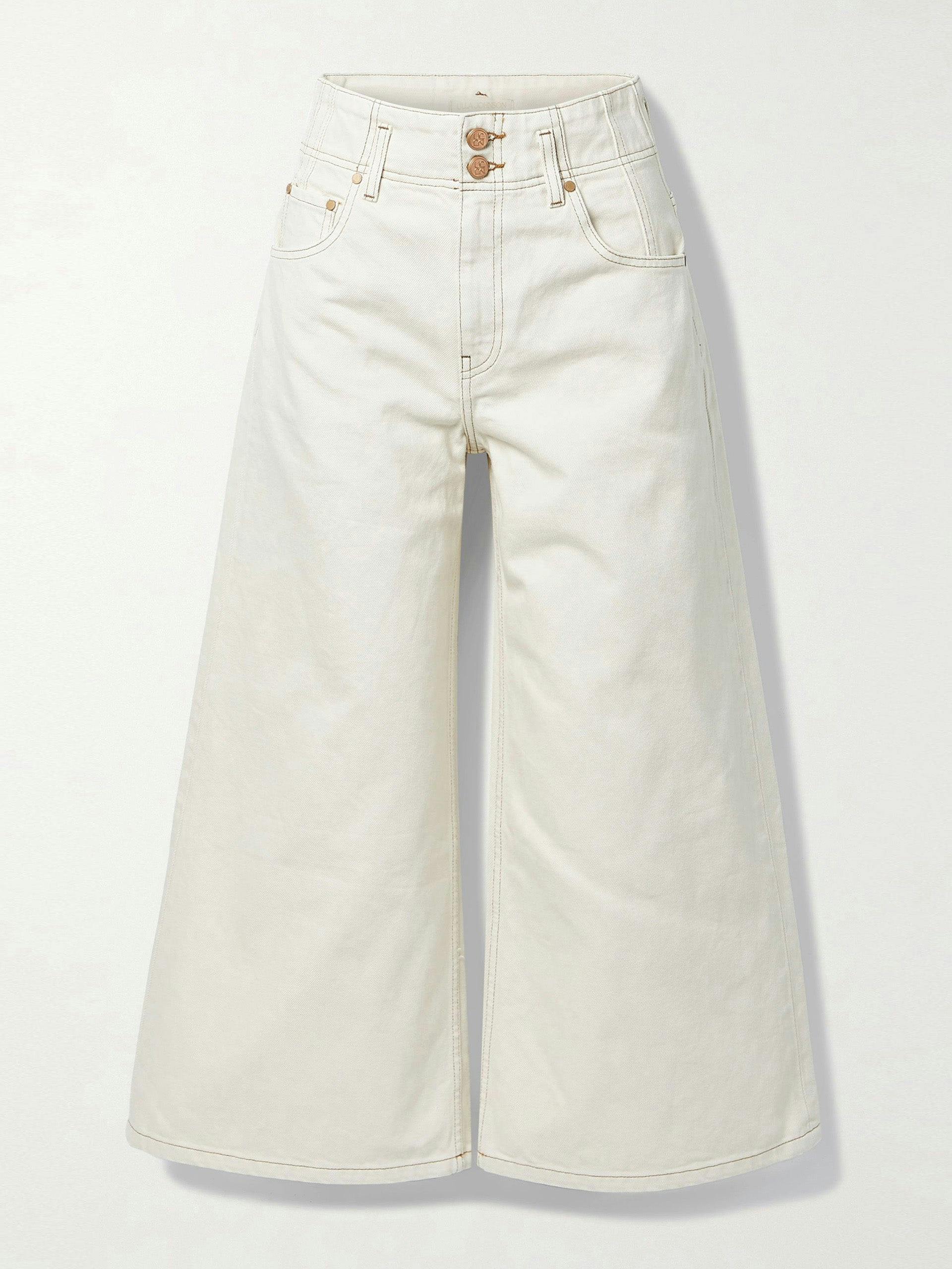 Ivory high-rise wide-leg jeans