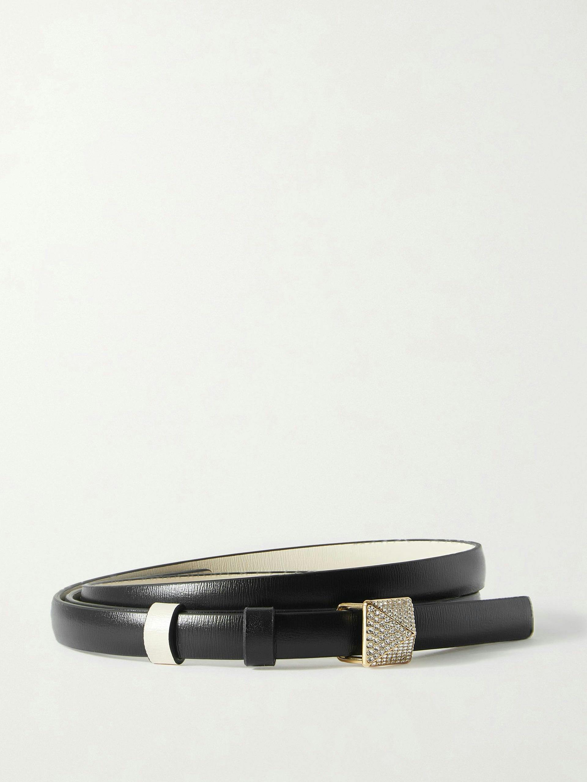 Valentino Garavani reversible crystal-embellished leather waist belt