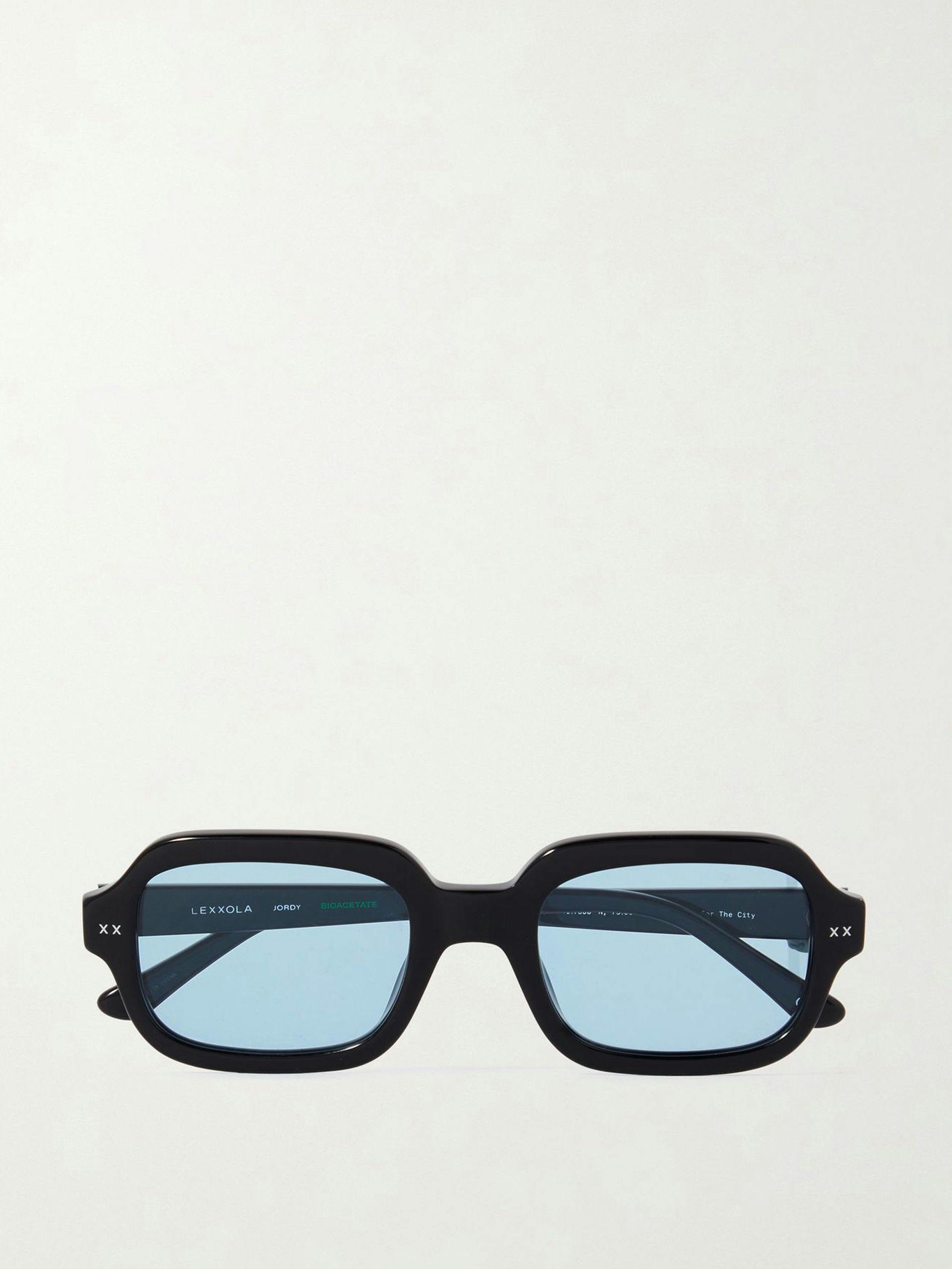 Black and blue lens square-frame sunglasses