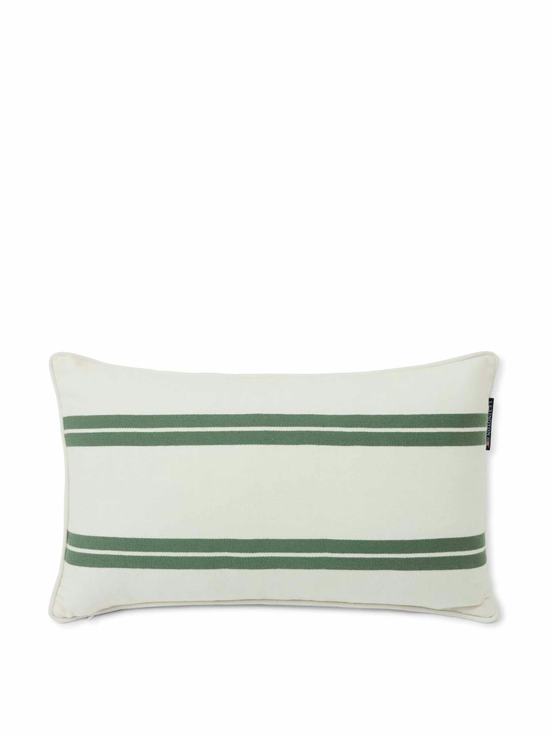 Green and white striped cushion cover