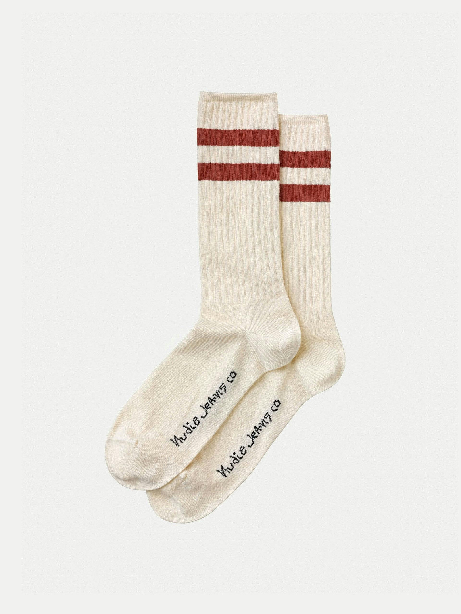 Red-stripe retro socks
