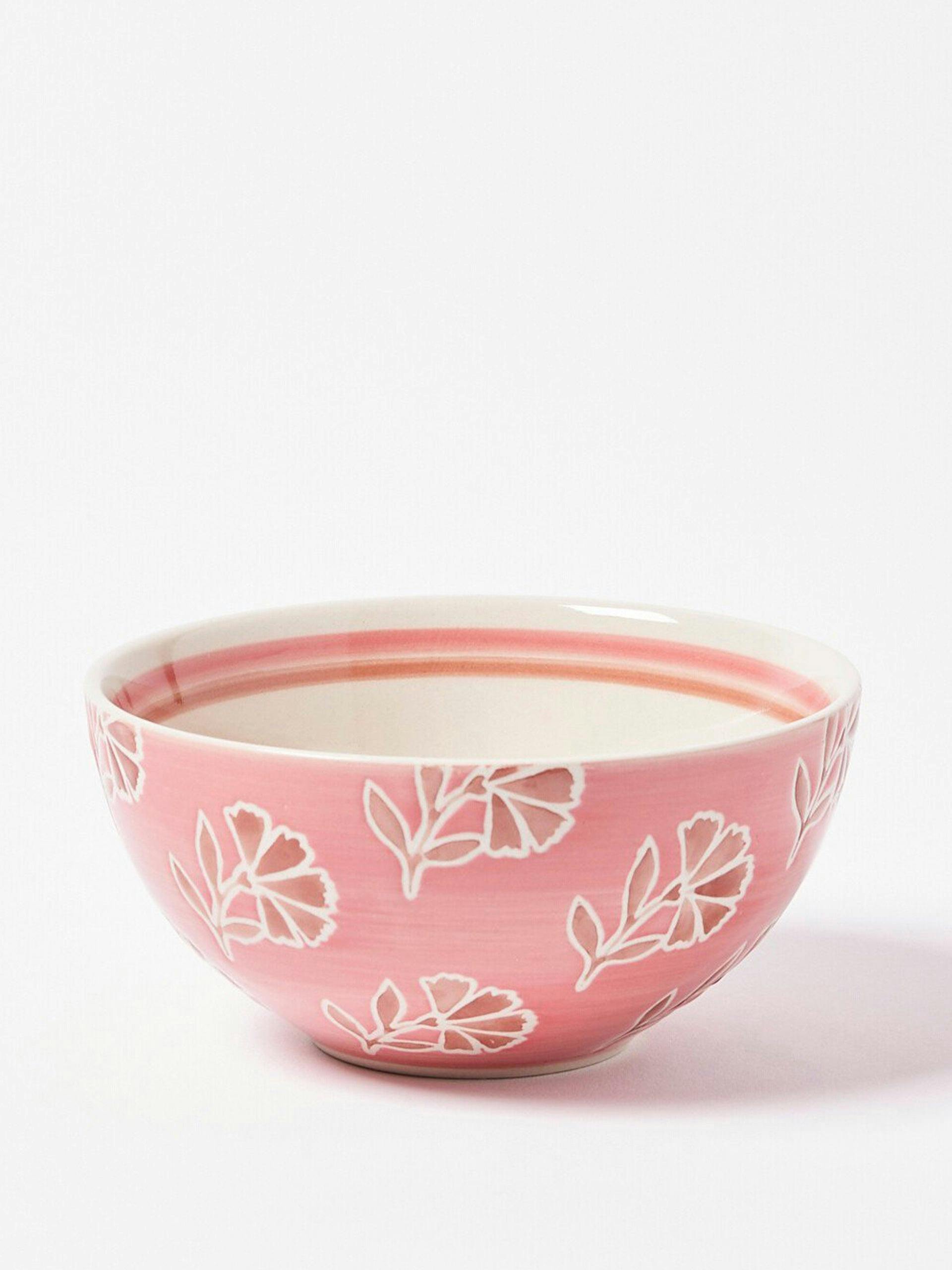 Pink floral ceramic bowl