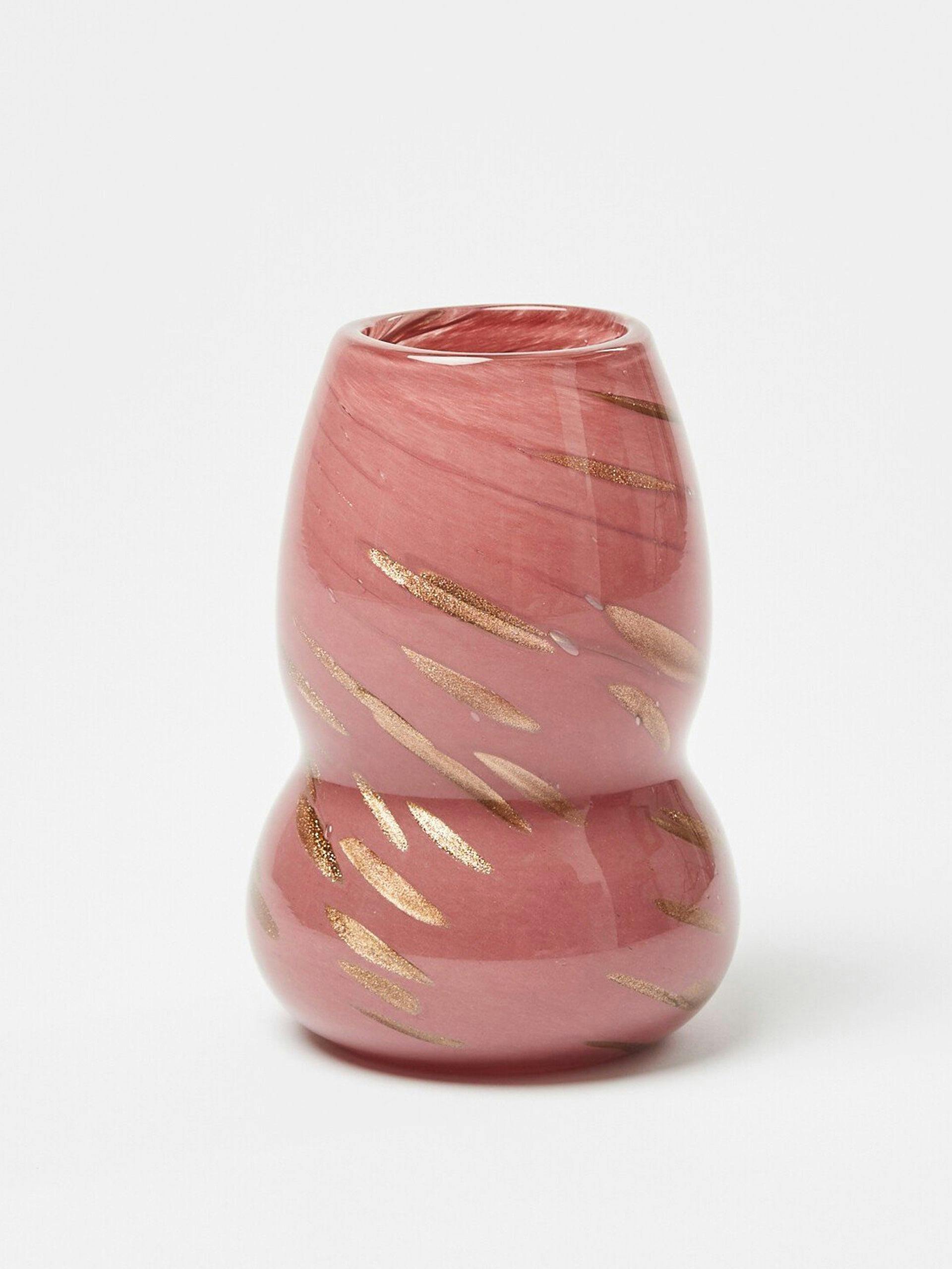 Cecil glitter pink glass vase