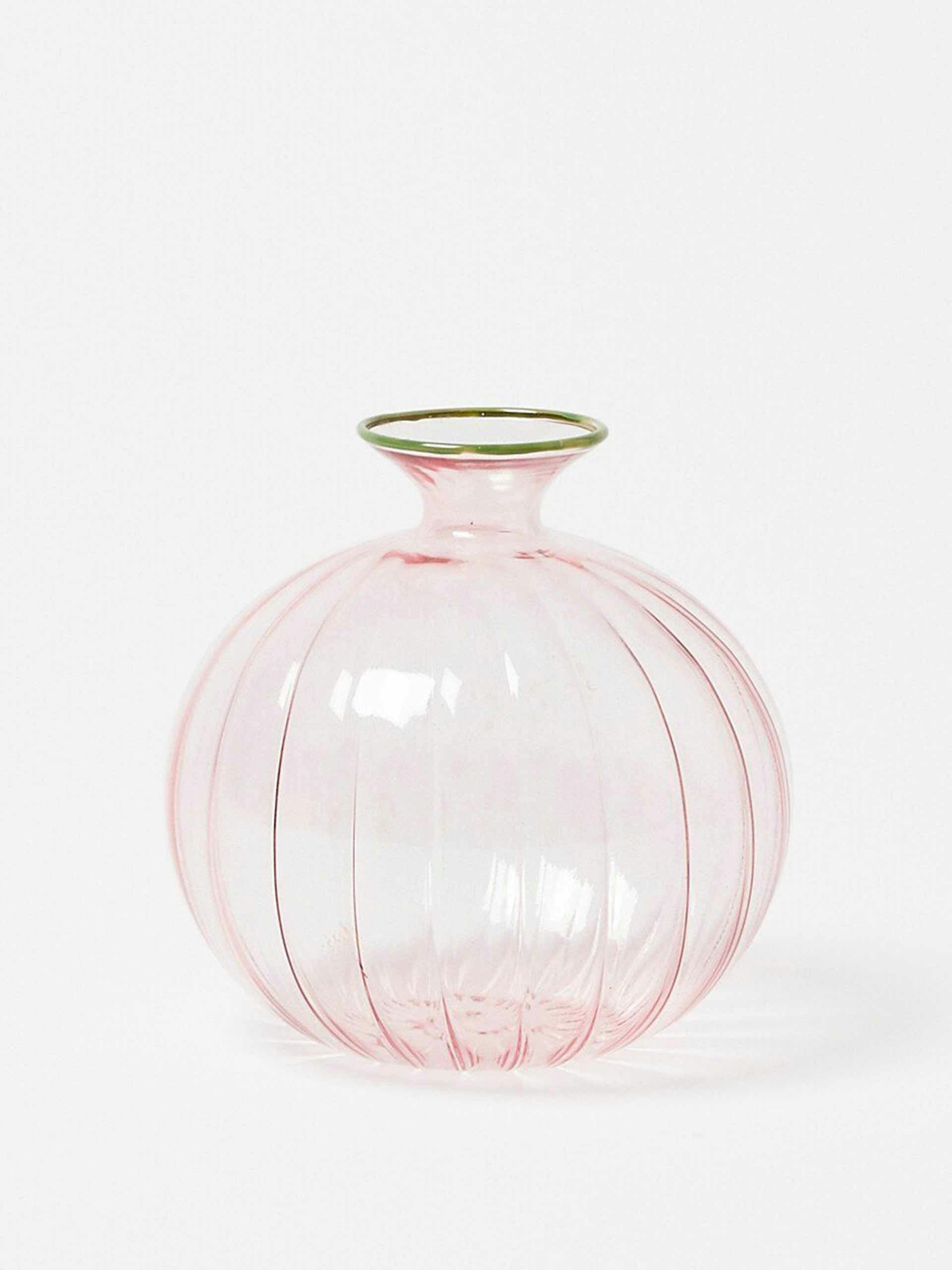 Round pink glass vase