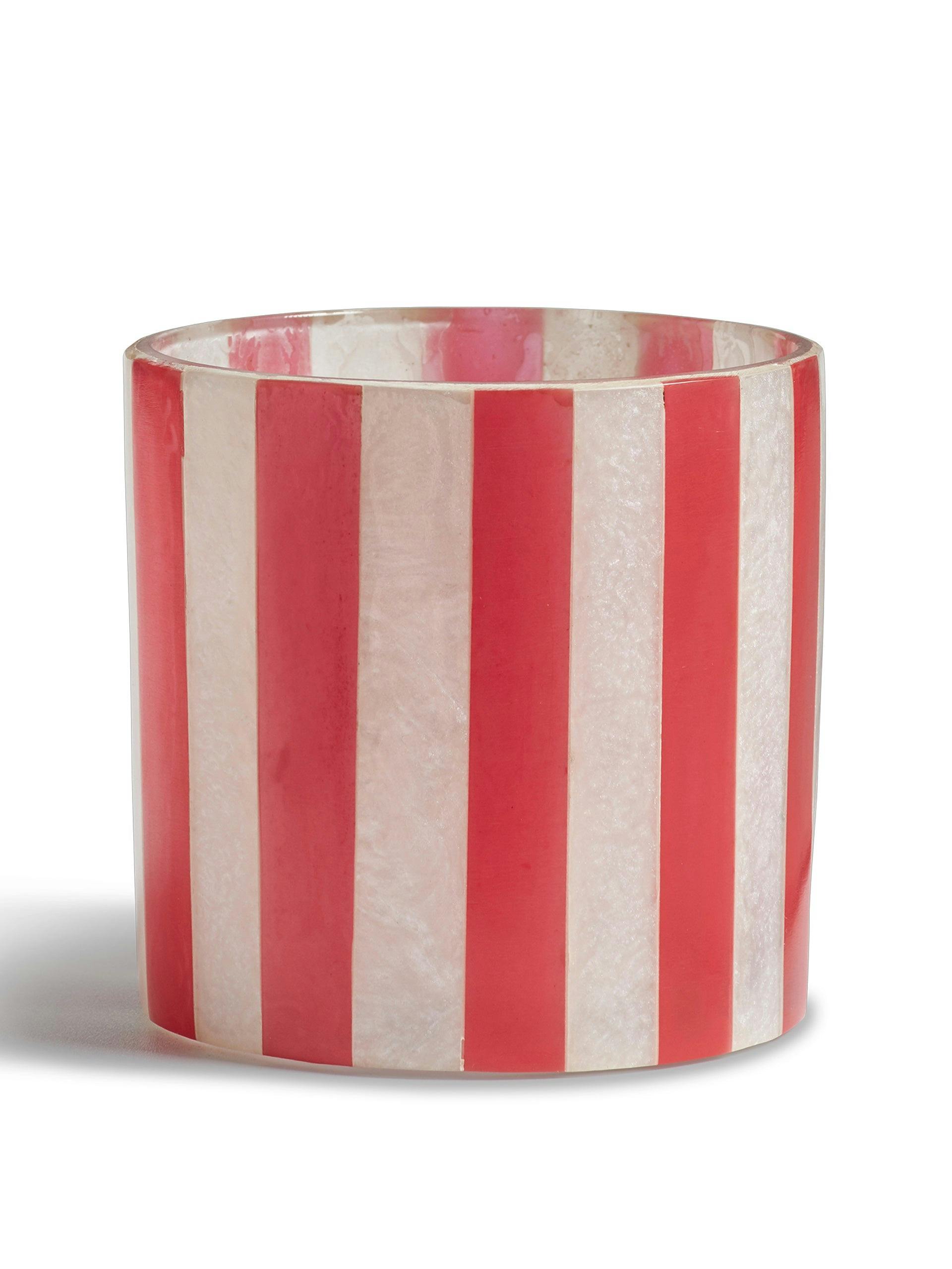 Red striped candle holder