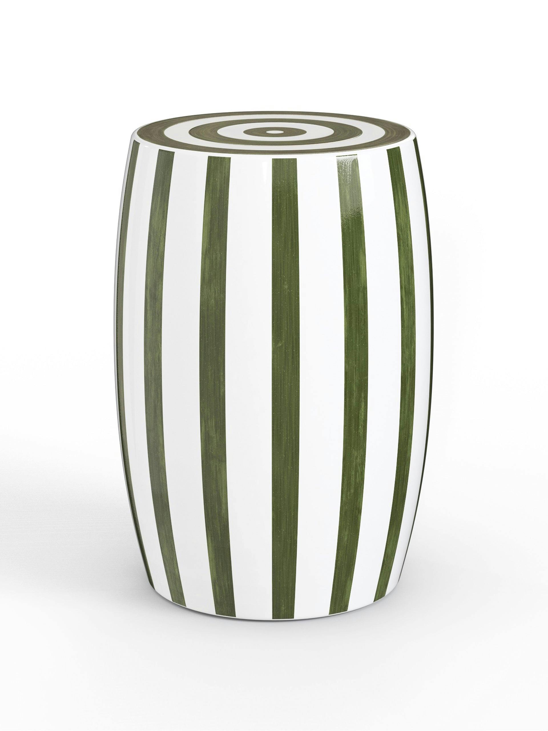 Green stripe ceramic stool