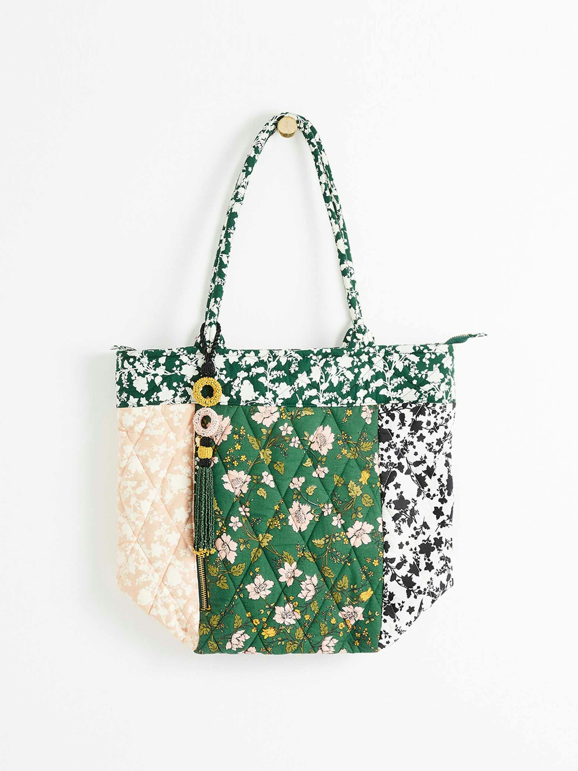 Patchwork floral shopping tote