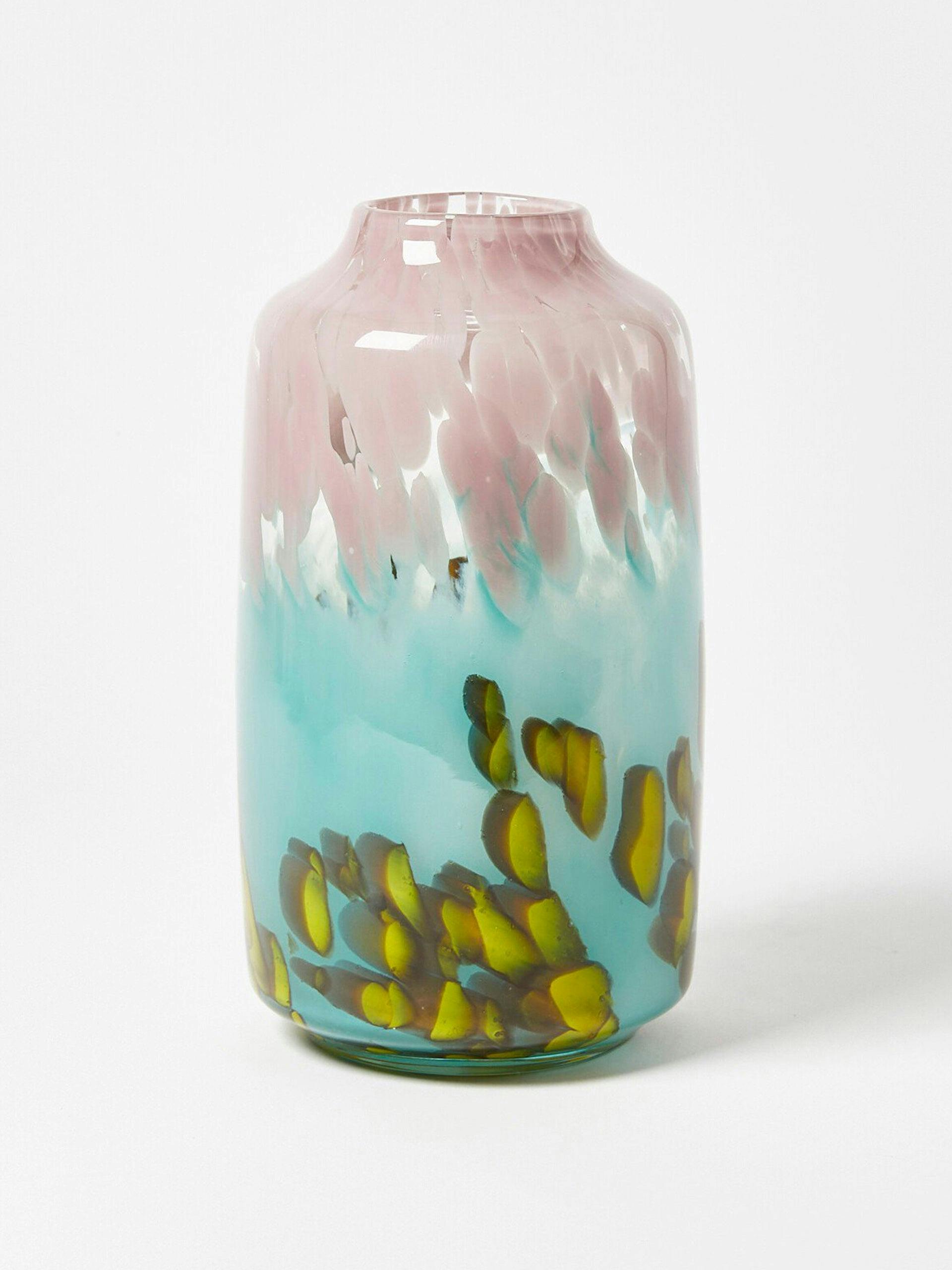 Pink and blue glass vase