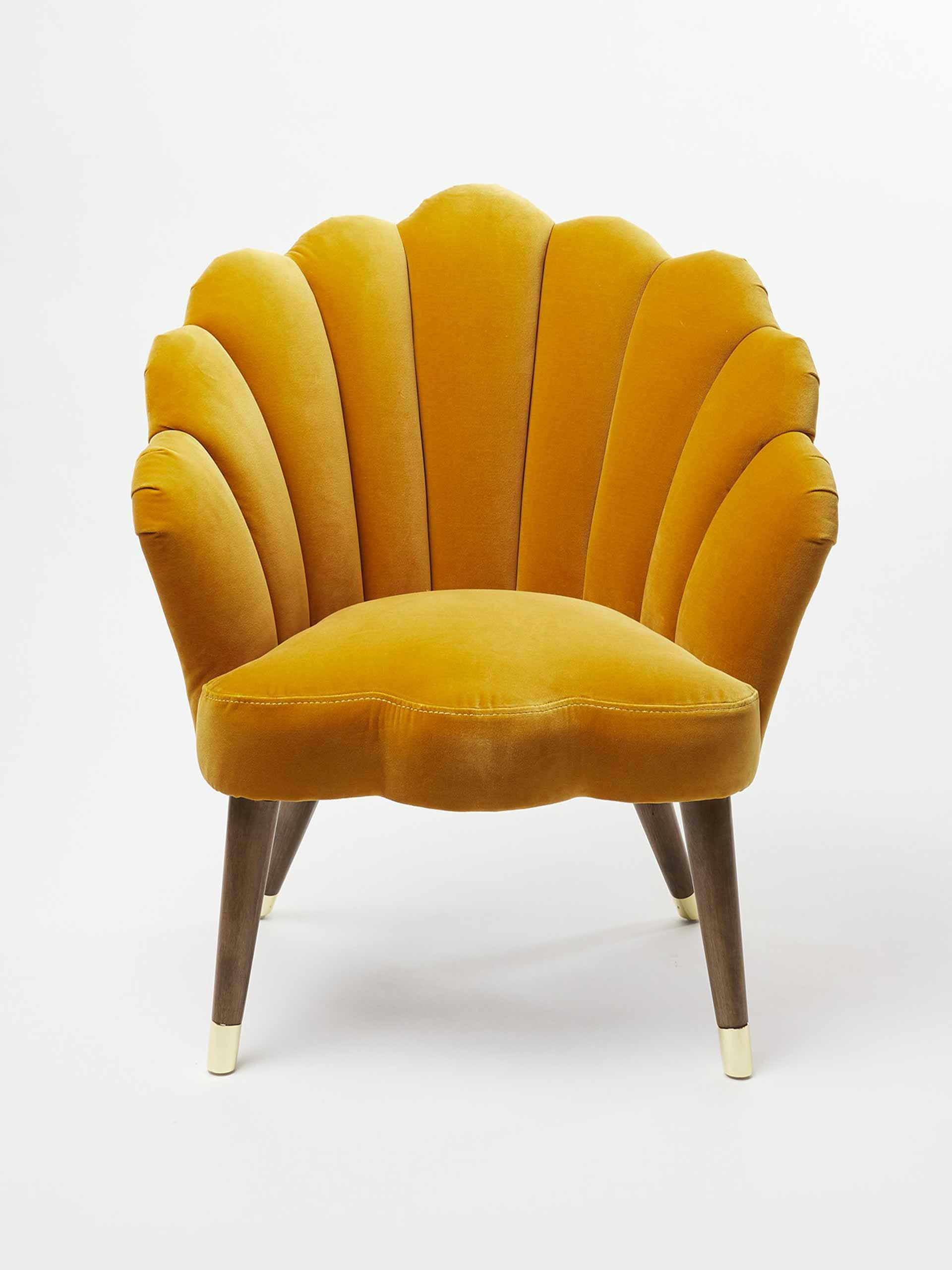 Scalloped mustard armchair