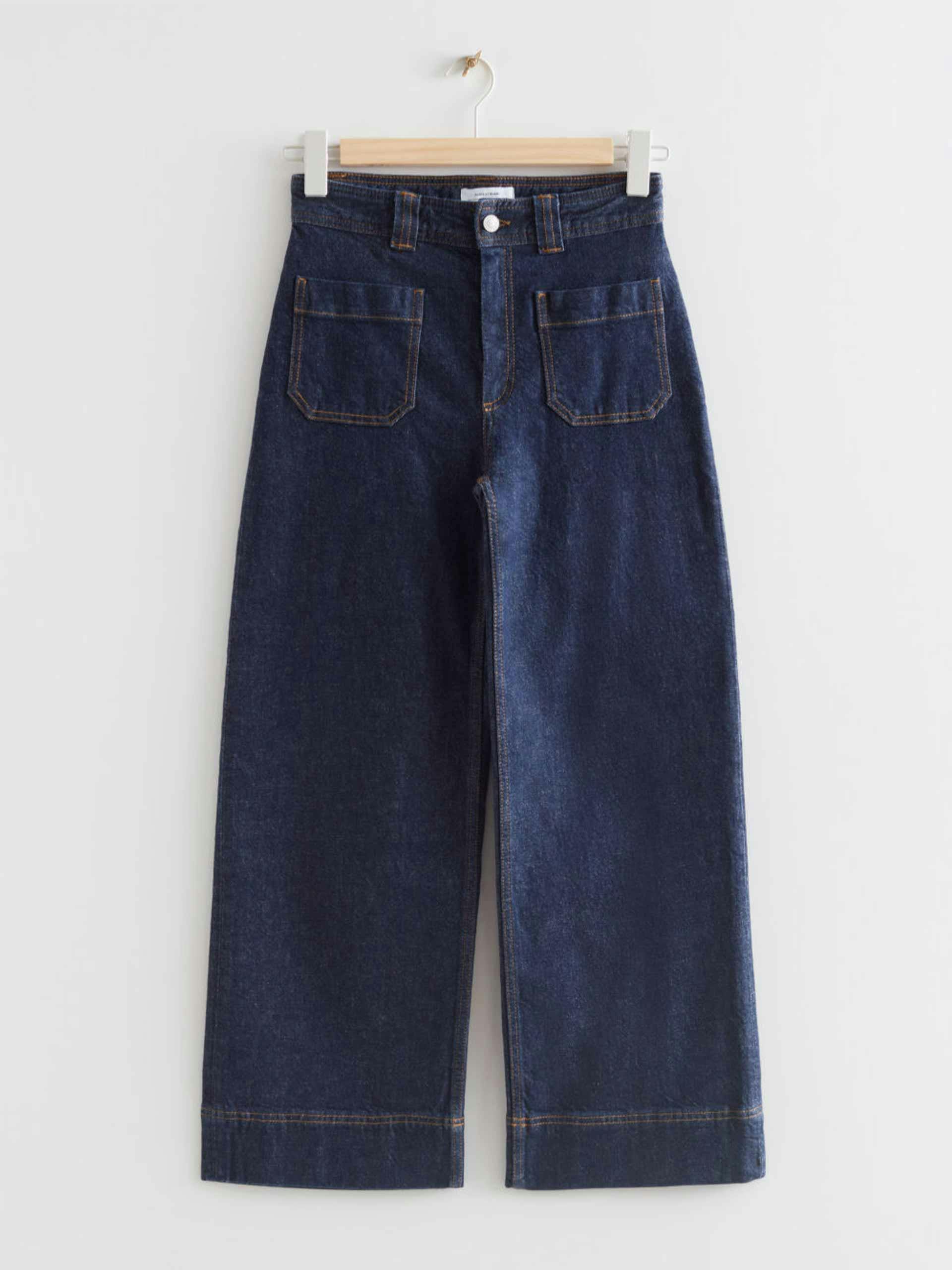 Flared patch pocket jeans