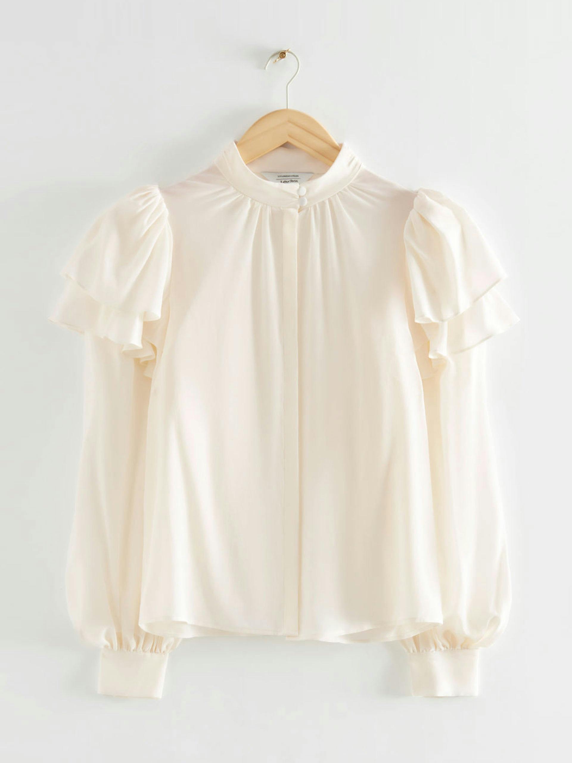 Mulberry silk layered frilled blouse