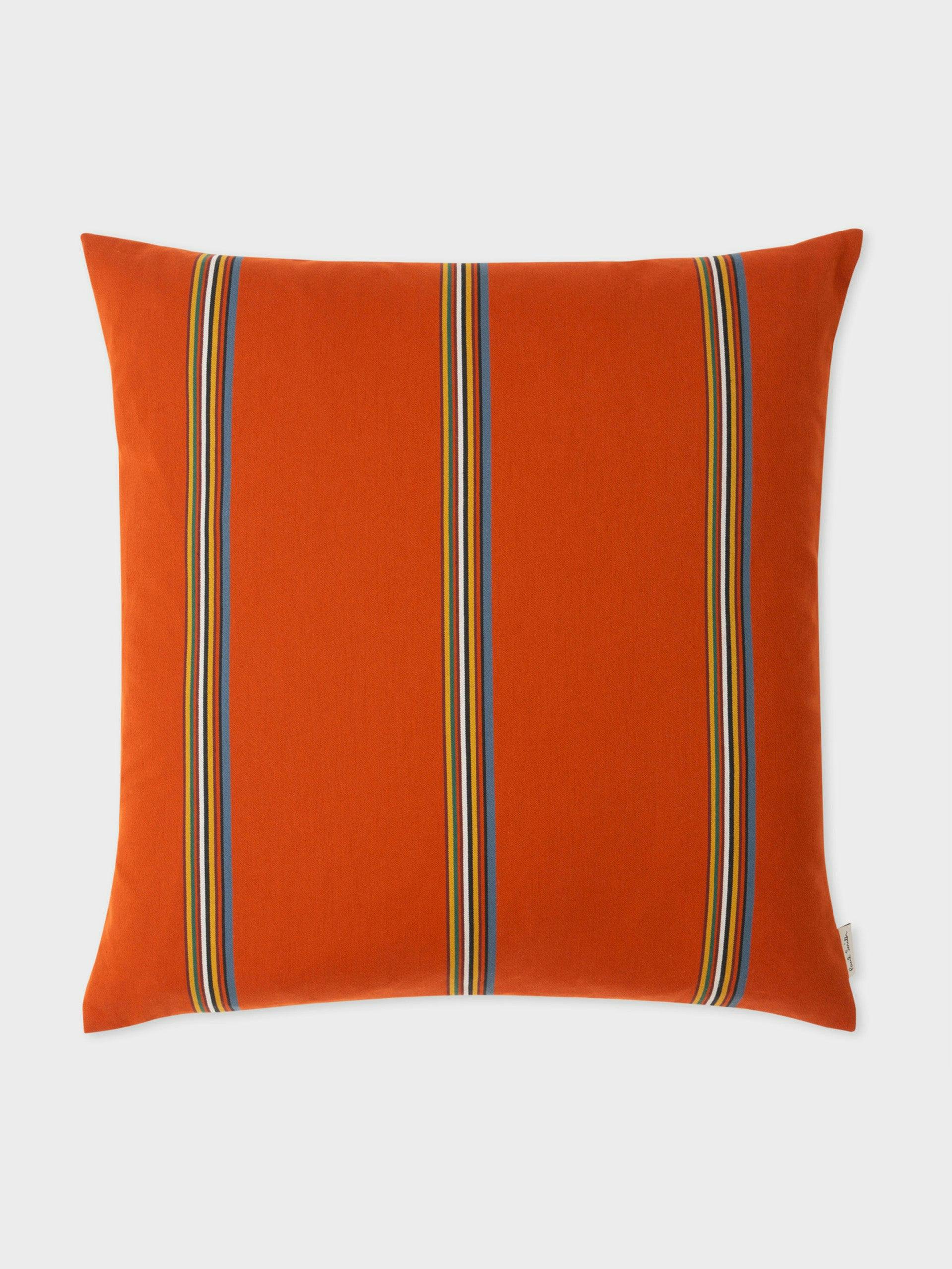 Signature stripe cushion in orange