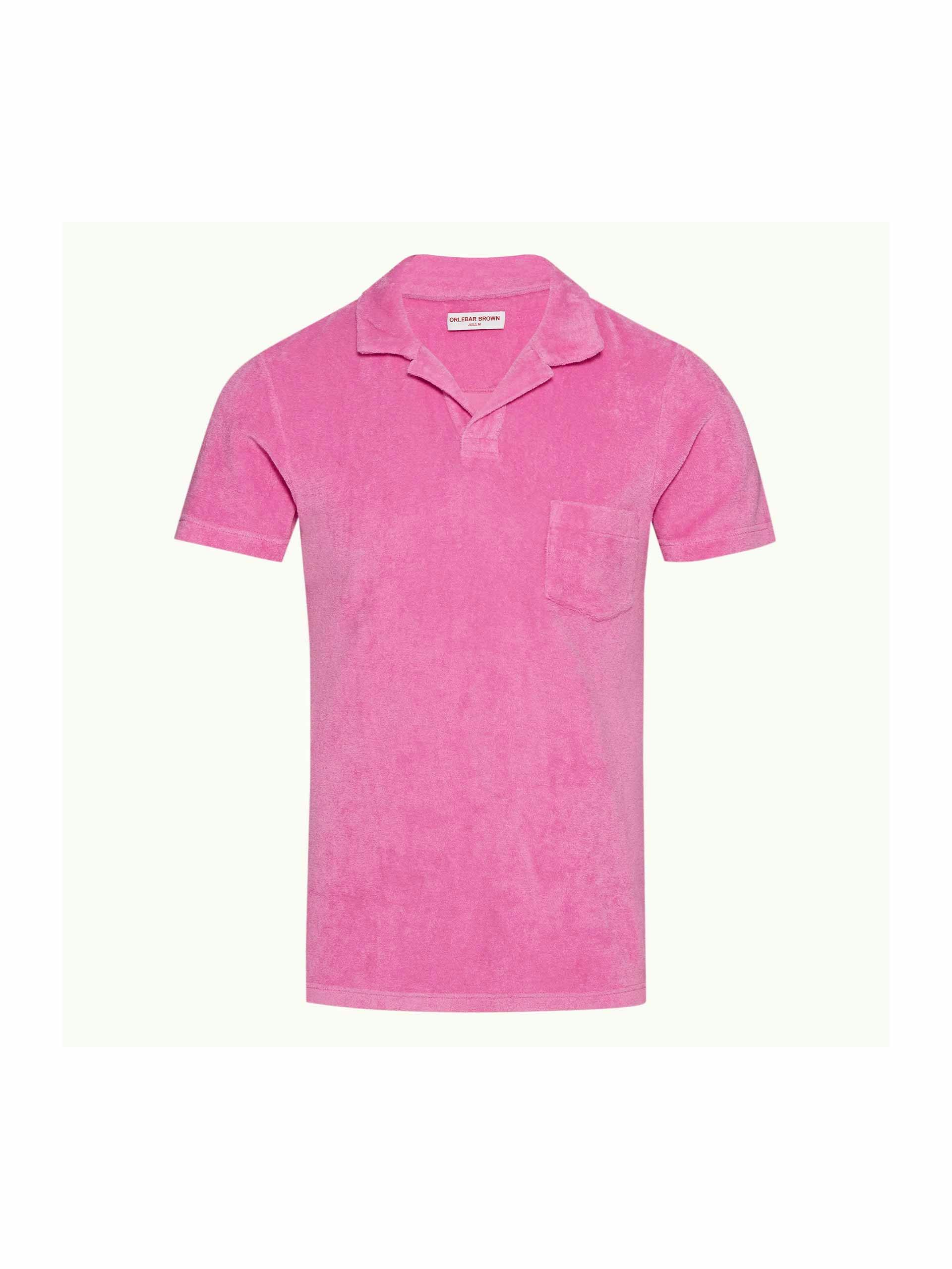Pink towelling polo shirt