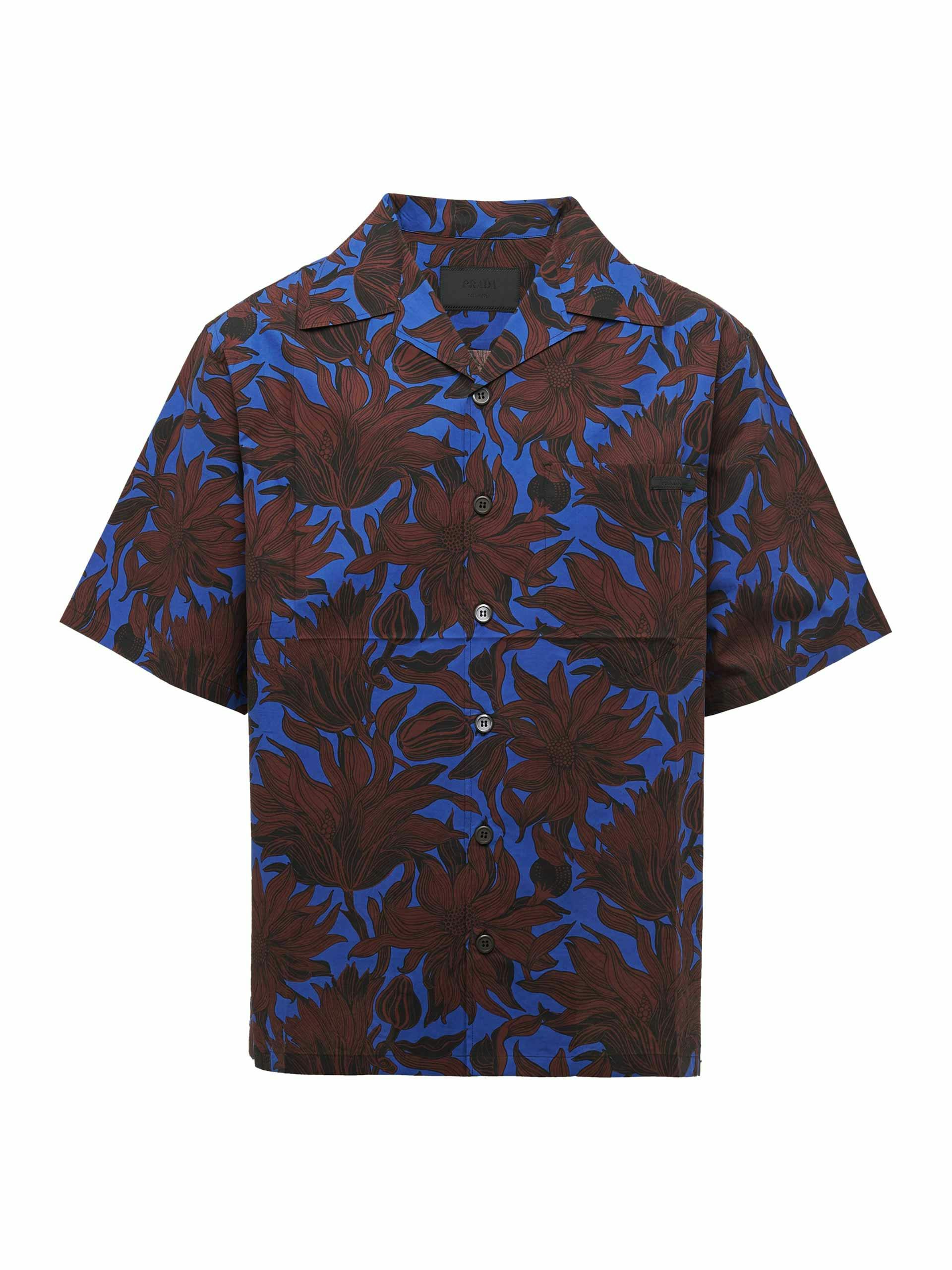 Blue short sleeve floral shirt