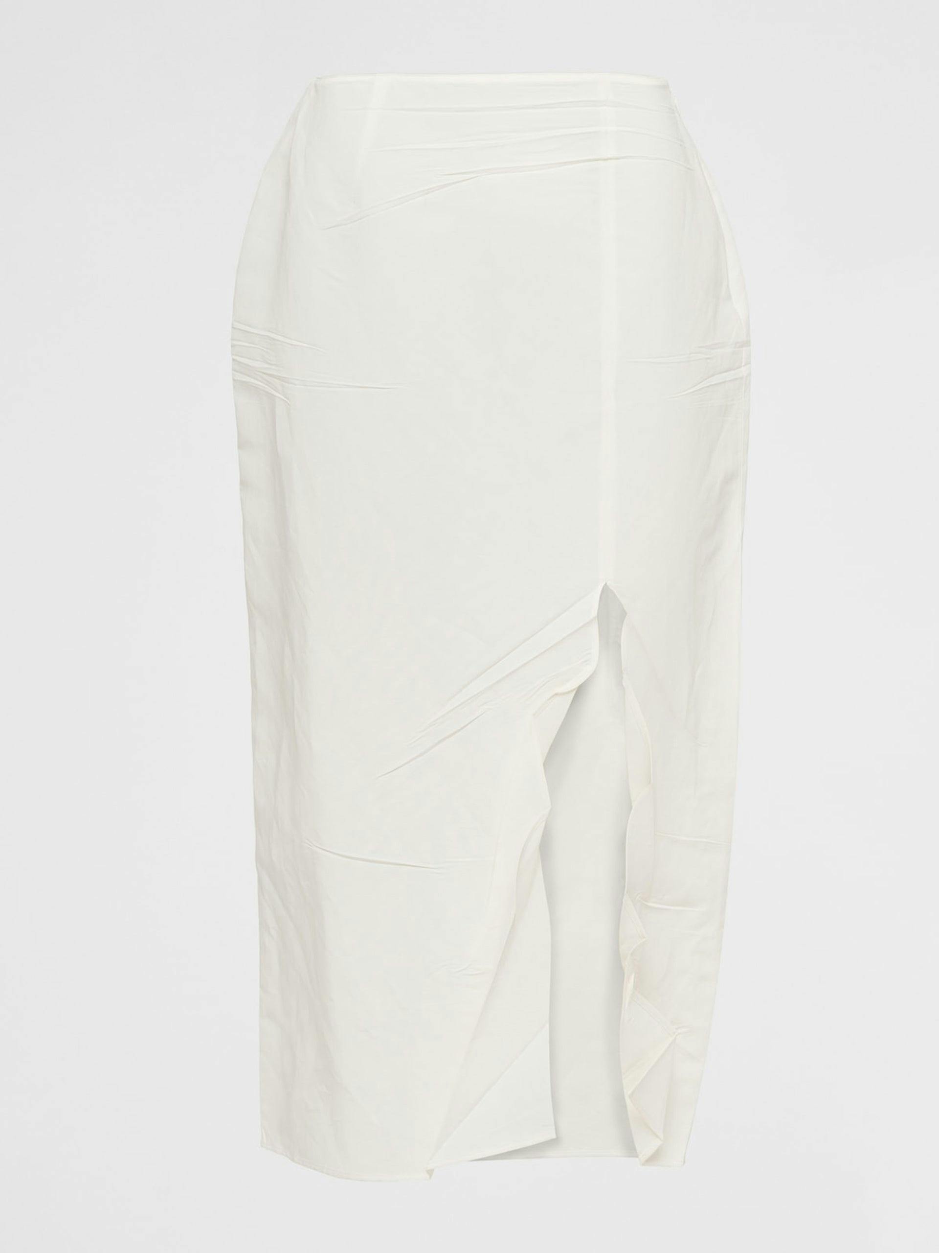 White midi skirt with a slit
